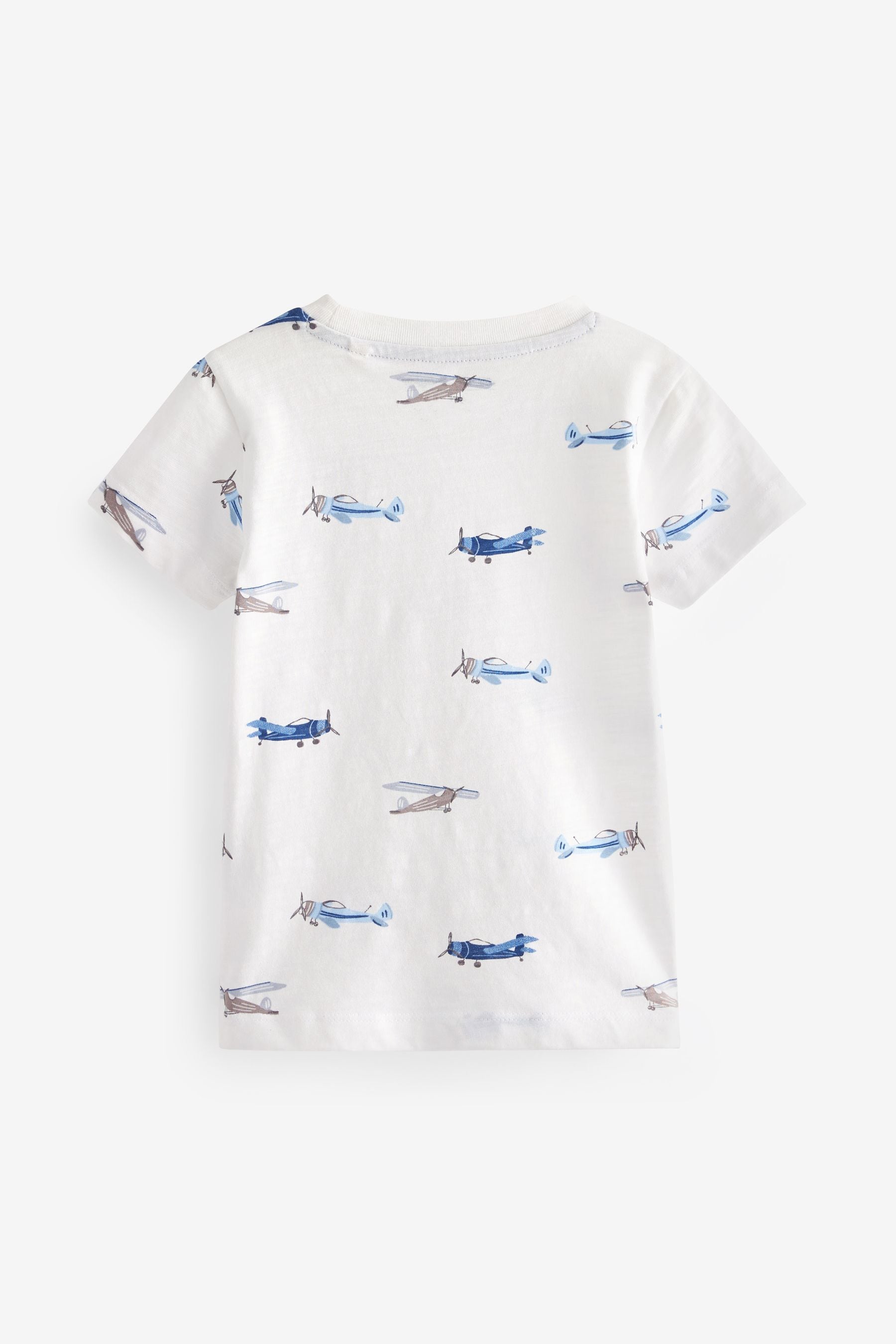 White Plane Short Sleeve All Over Print T-Shirt (3mths-7yrs)