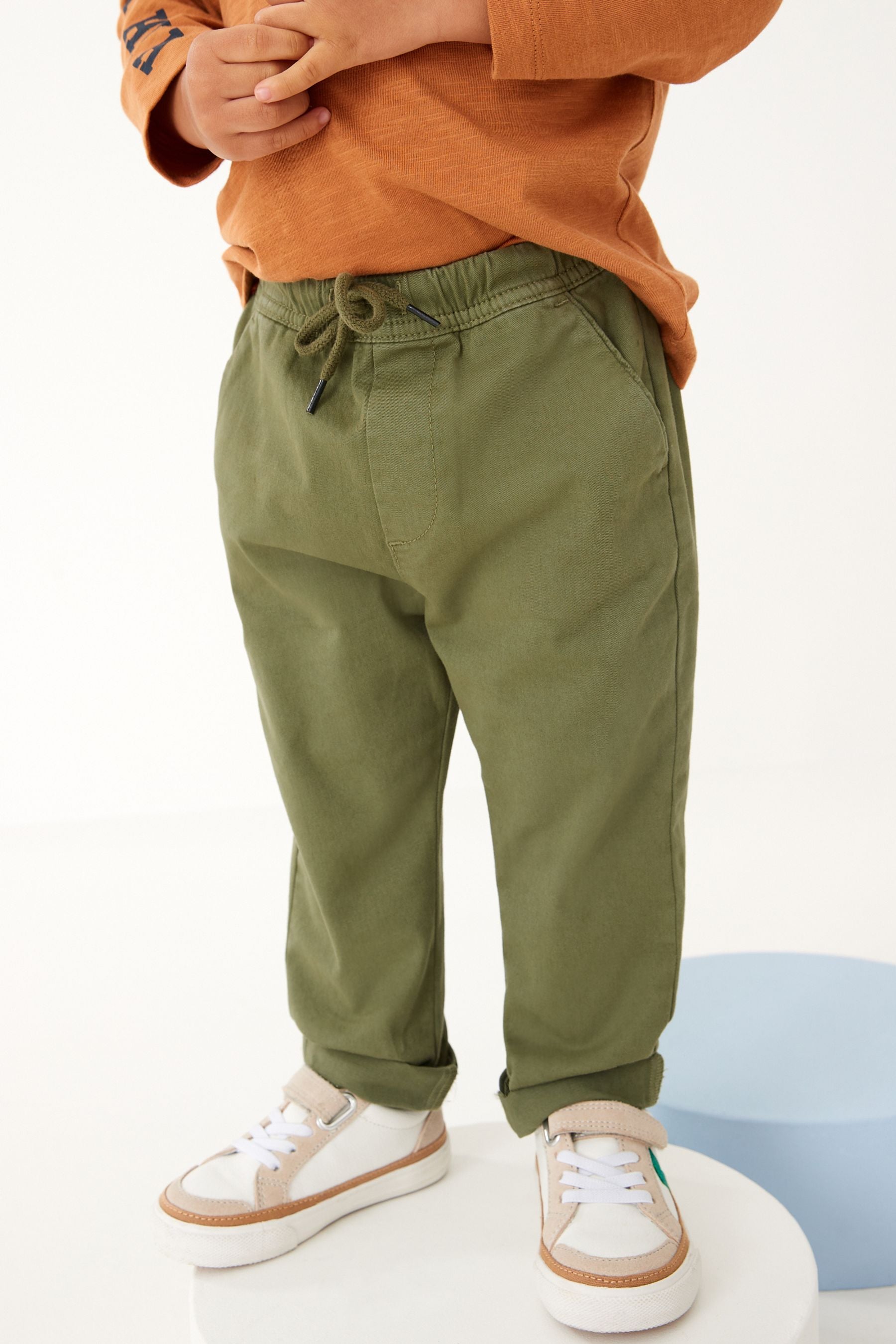 Sage Green Loose Fit Pull-On Chino Trousers (3mths-7yrs)