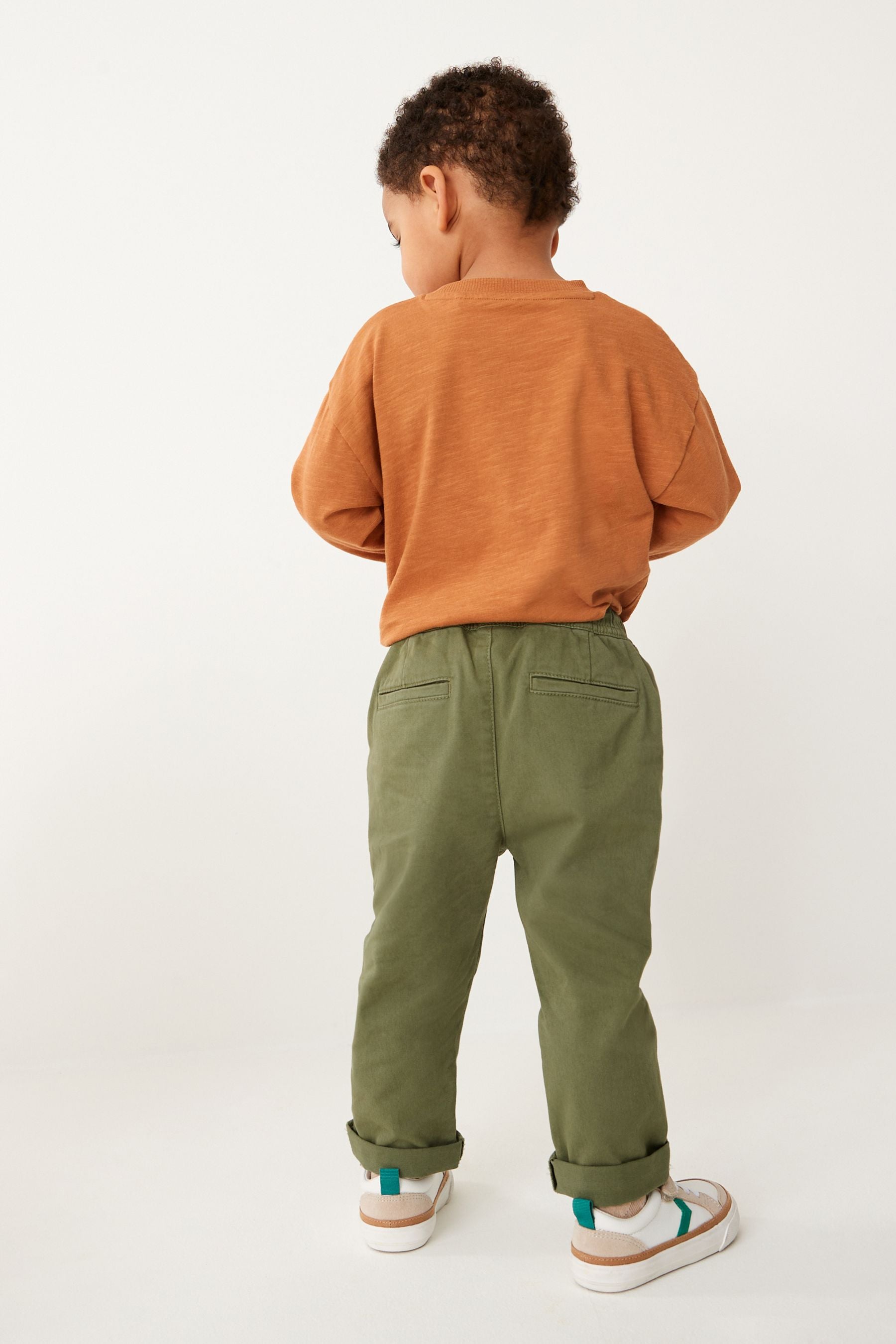 Sage Green Loose Fit Pull-On Chino Trousers (3mths-7yrs)