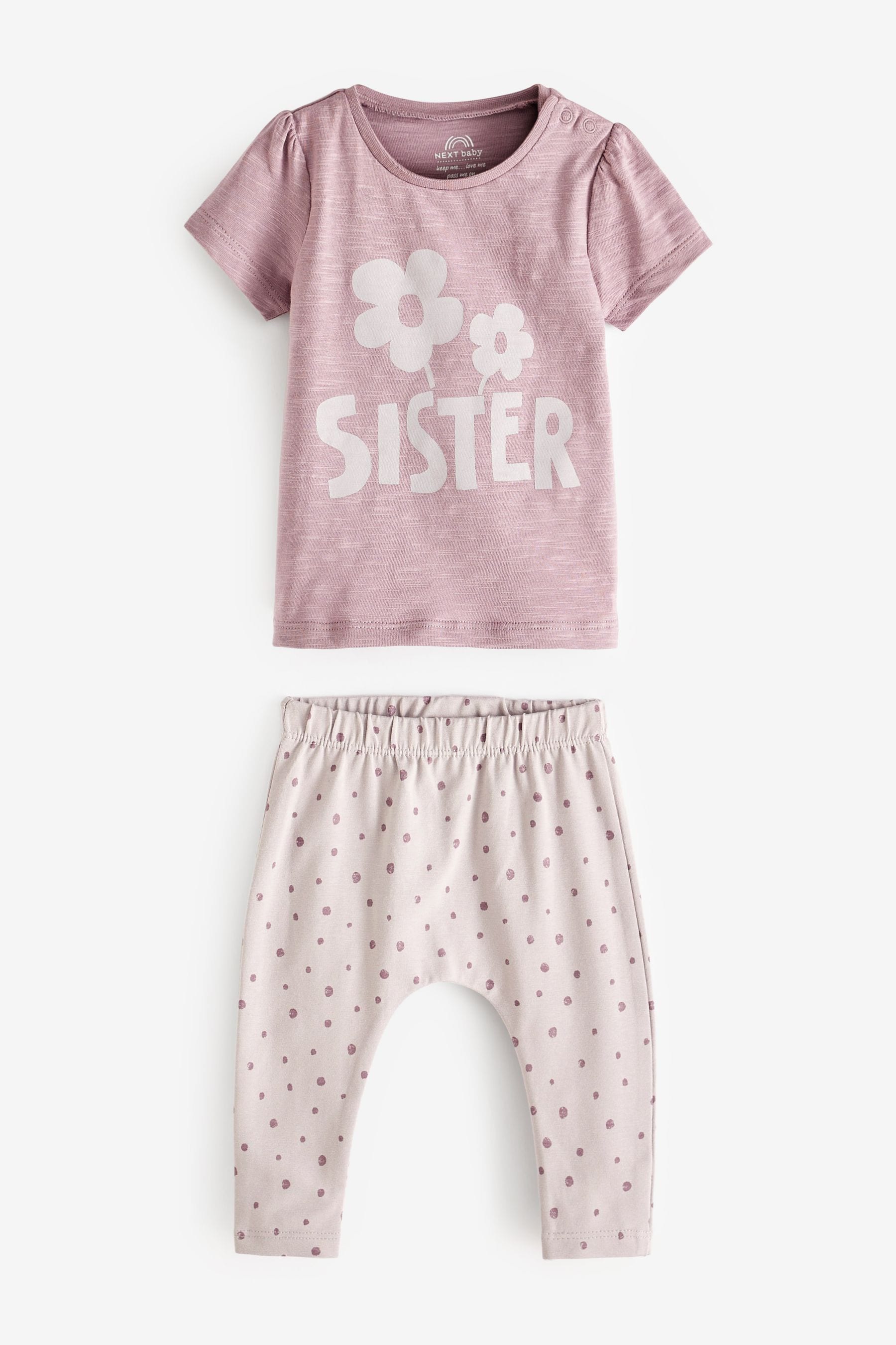 Purple Sister 2 Piece Baby T-Shirt and Leggings Set