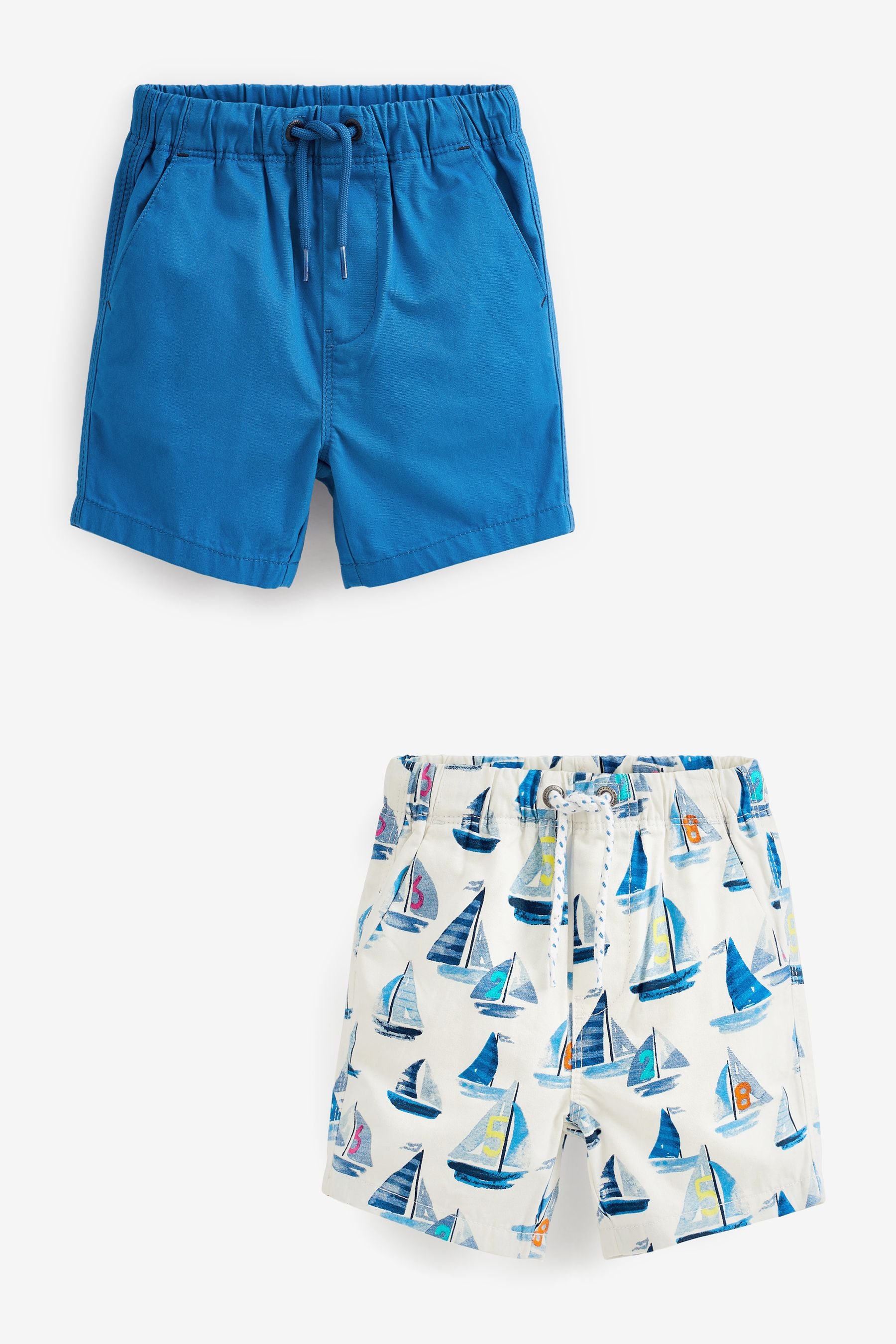 Blue Nautical Pull-On Shorts 2 Pack (3mths-7yrs)