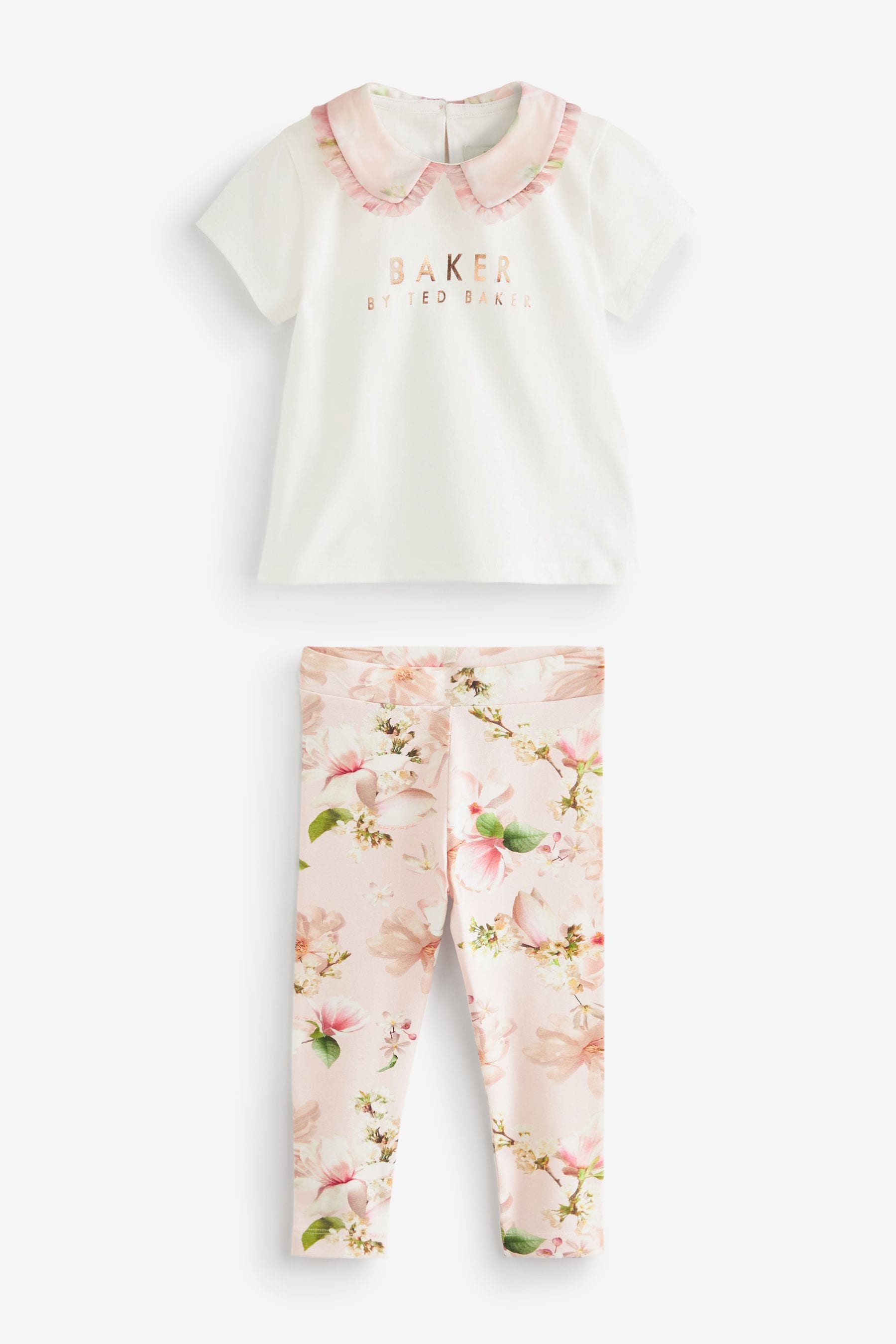 White Baker by Ted Baker Organza Collar T-Shirt And Legging Set