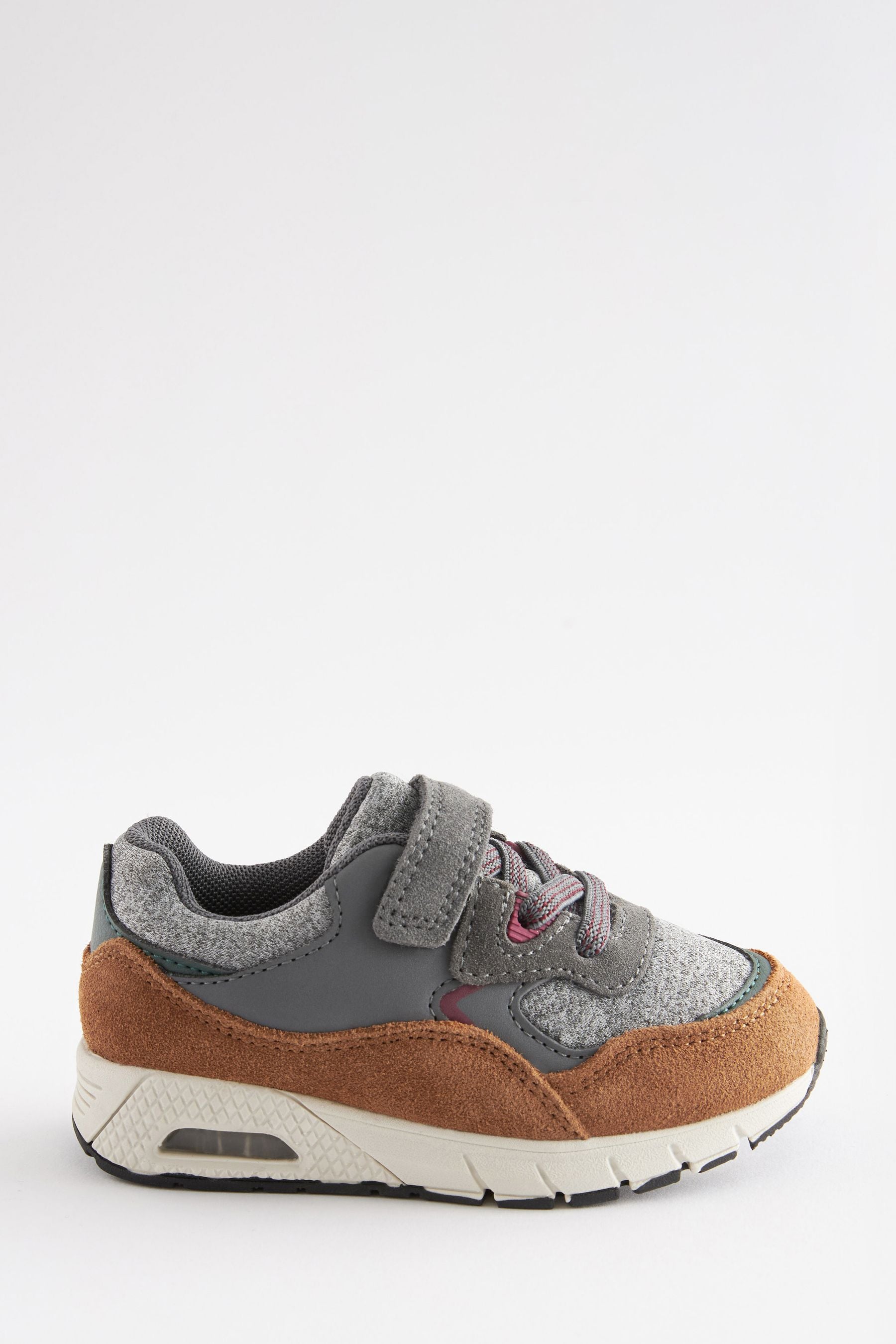 Grey/Brown Elastic Lace Trainers