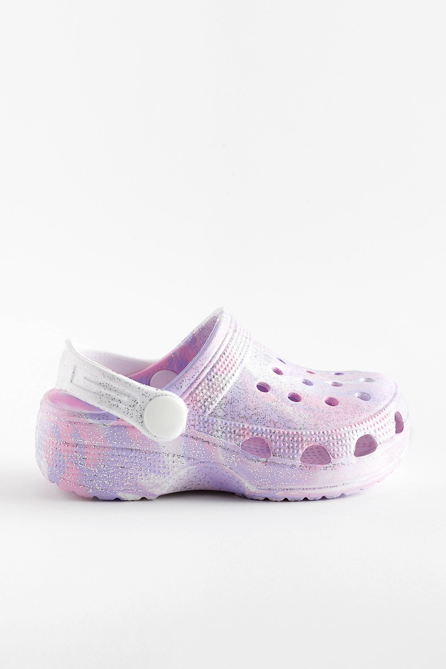 Purple Marble Clogs With Ankle Strap