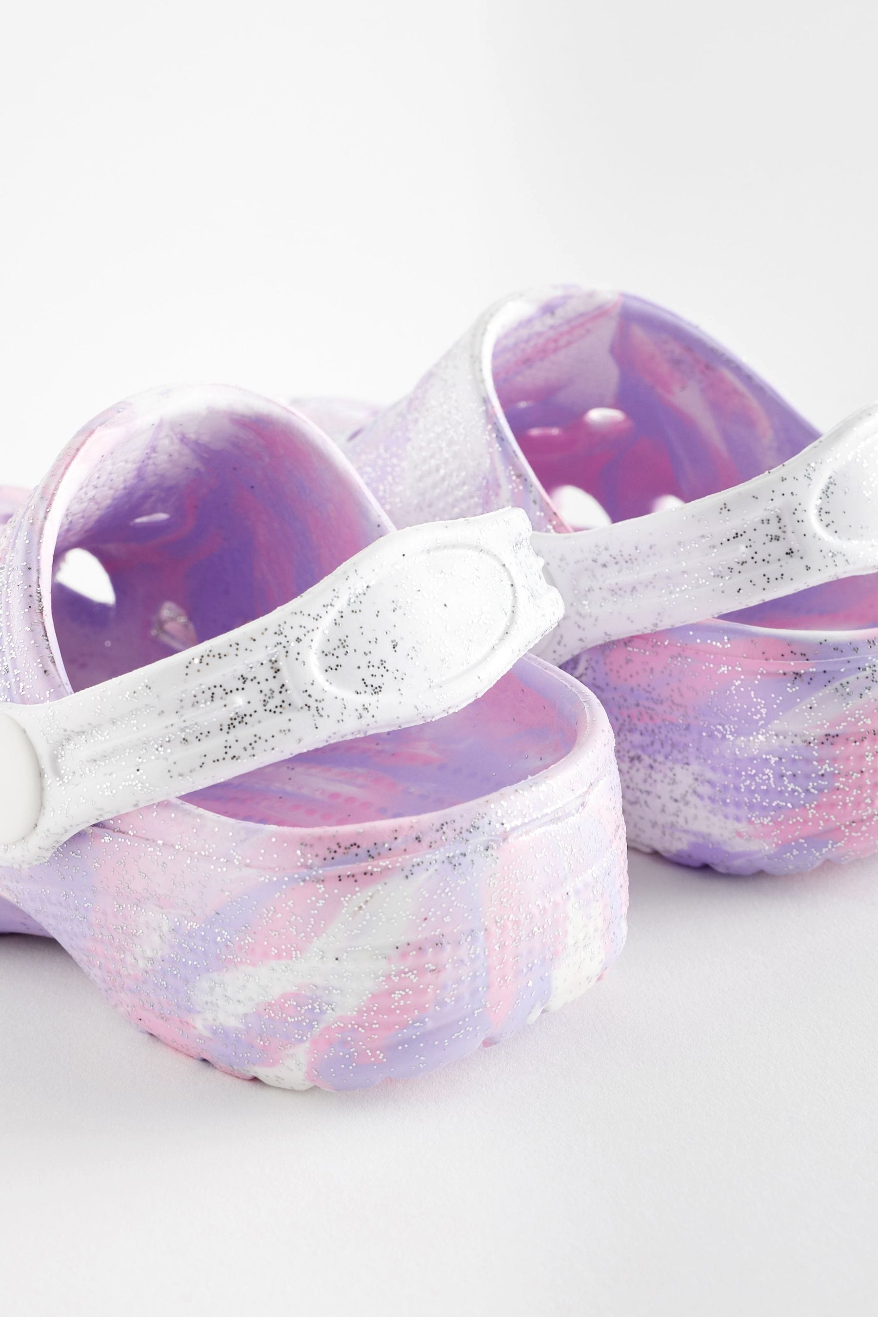 Purple Marble Clogs With Ankle Strap