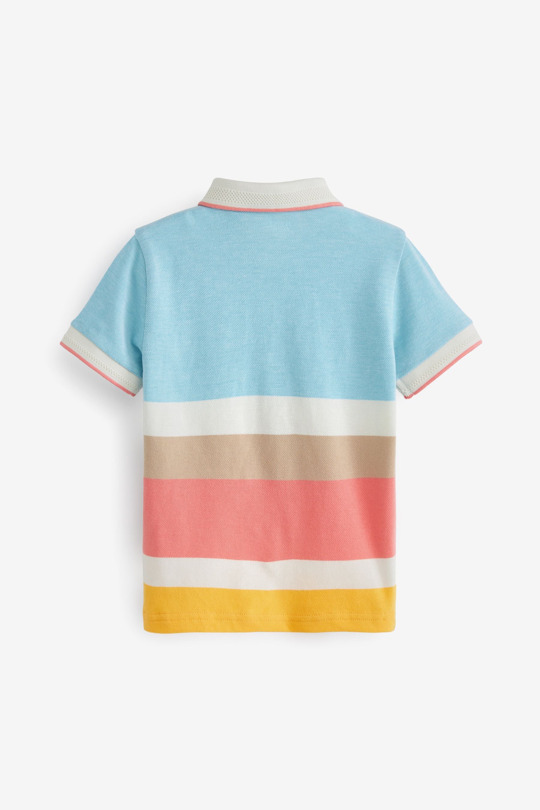 Multicolour Pastels Short Sleeve Stripe Pique Jersey Polo Shirt (3mths-7yrs)