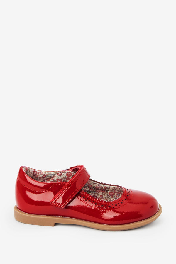 Red Patent Leather Brogue Mary Jane Shoes