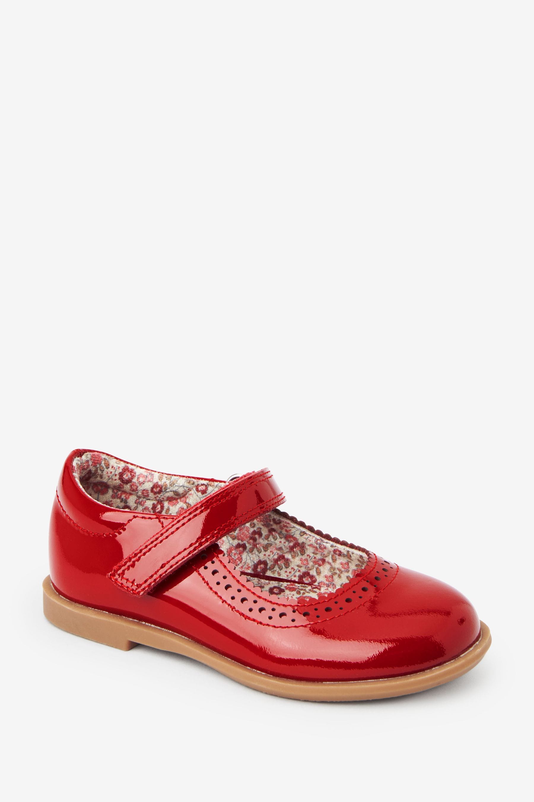 Red Patent Leather Brogue Mary Jane Shoes