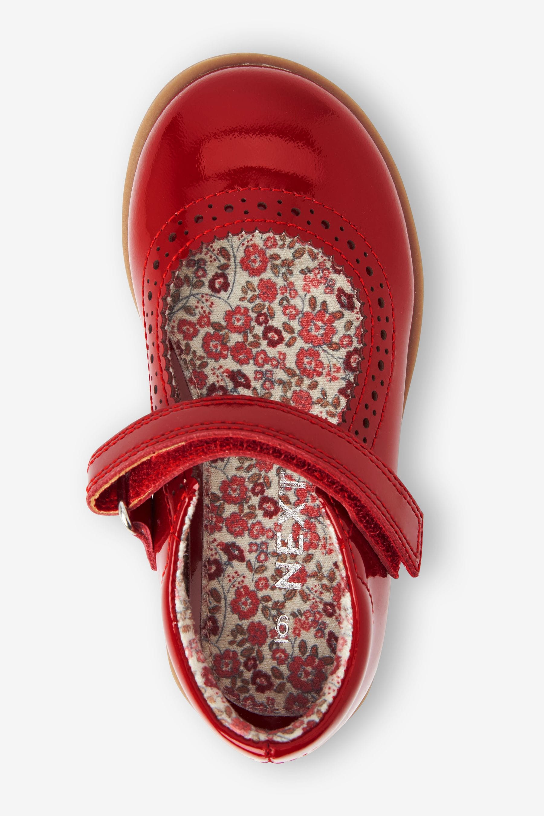 Red Patent Leather Brogue Mary Jane Shoes