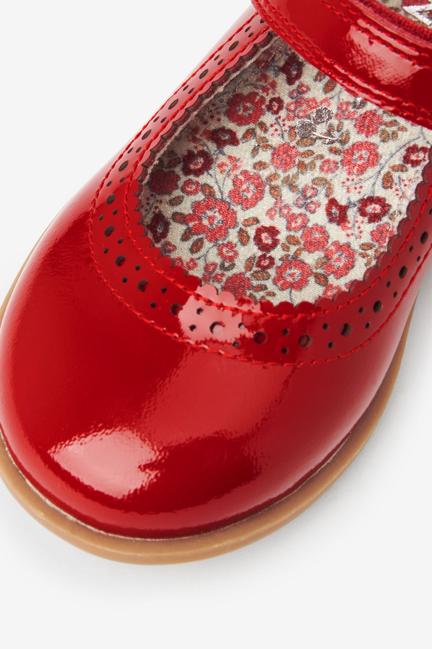 Red Patent Leather Brogue Mary Jane Shoes