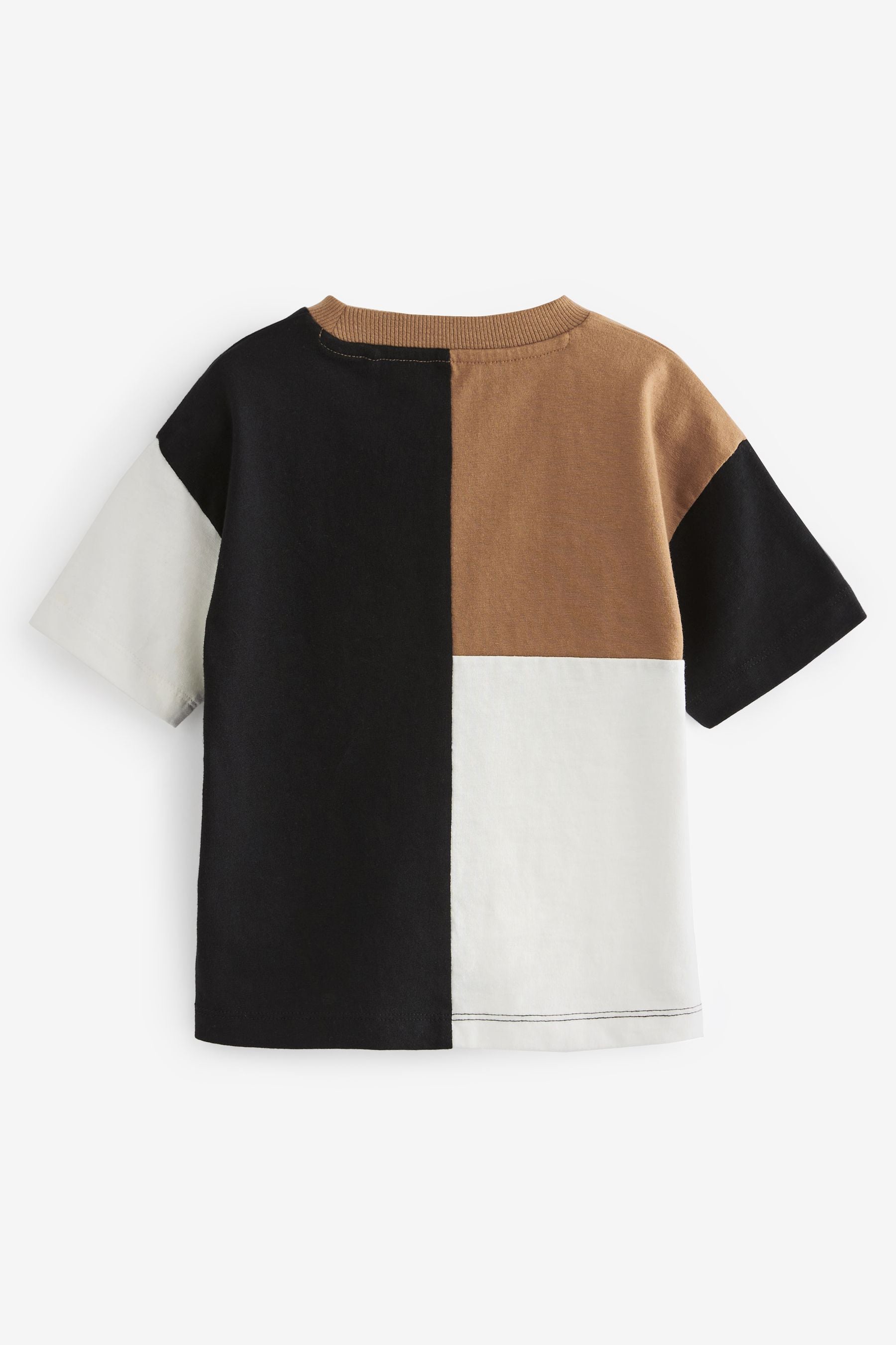 Black/Tan Brown Oversized Short Sleeve Colourblock T-Shirt (3mths-7yrs)