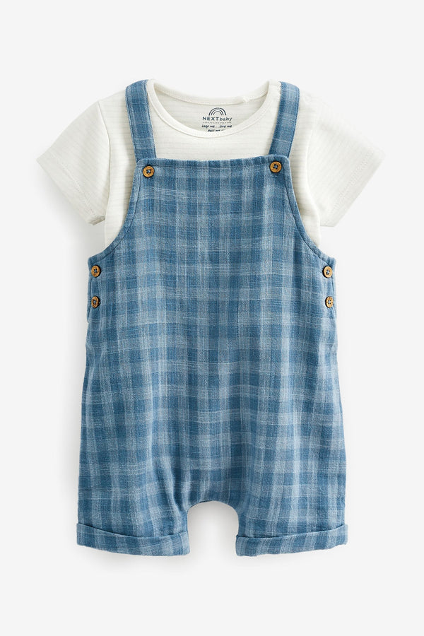 Blue 2 Piece Baby Dungarees and Bodysuit Set (0mths-2yrs)