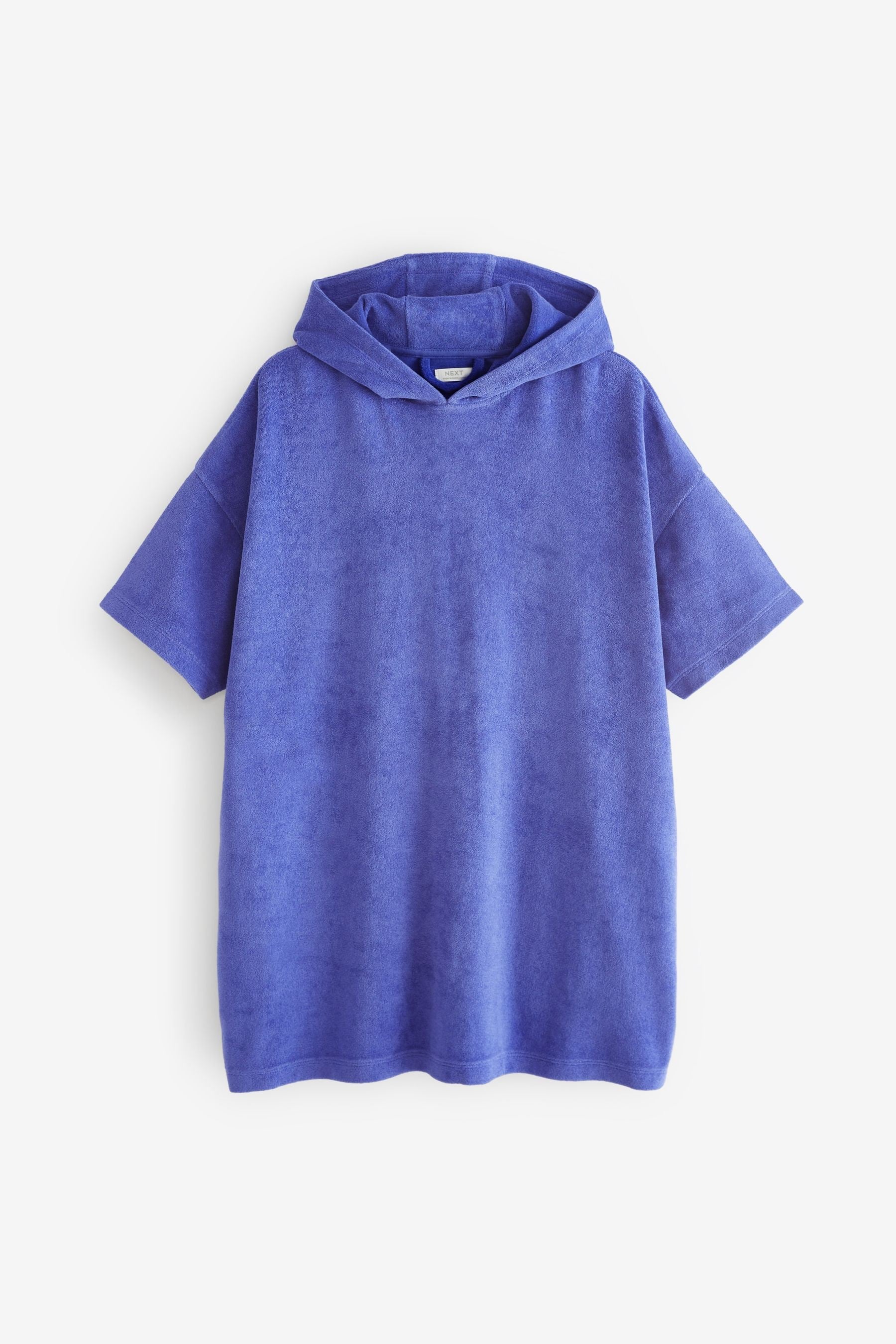 Blue Oversized Hooded Towelling Cover-Up