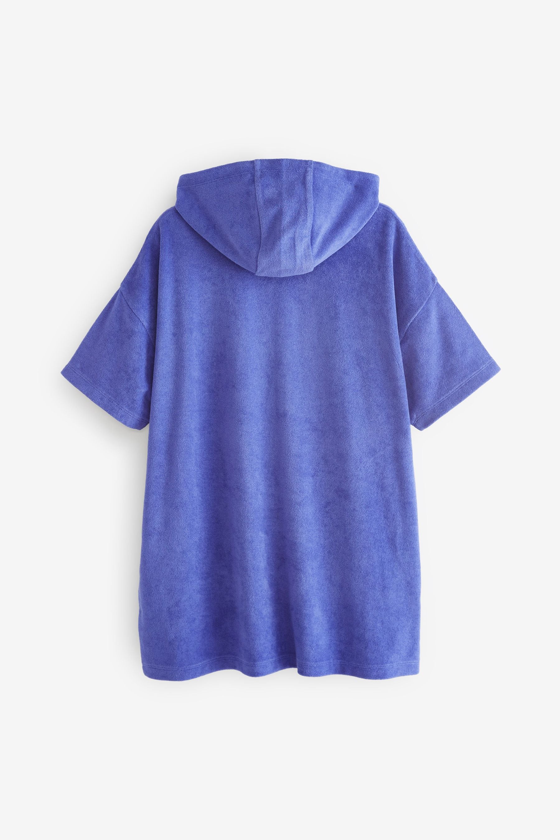 Blue Oversized Hooded Towelling Cover-Up