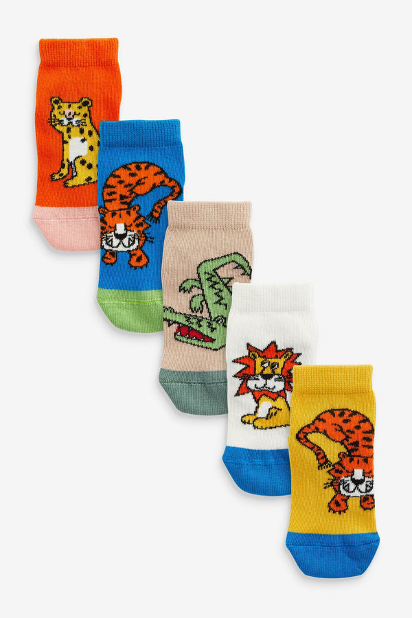 Bright Animals Cotton Rich Trainer Socks 5 Pack