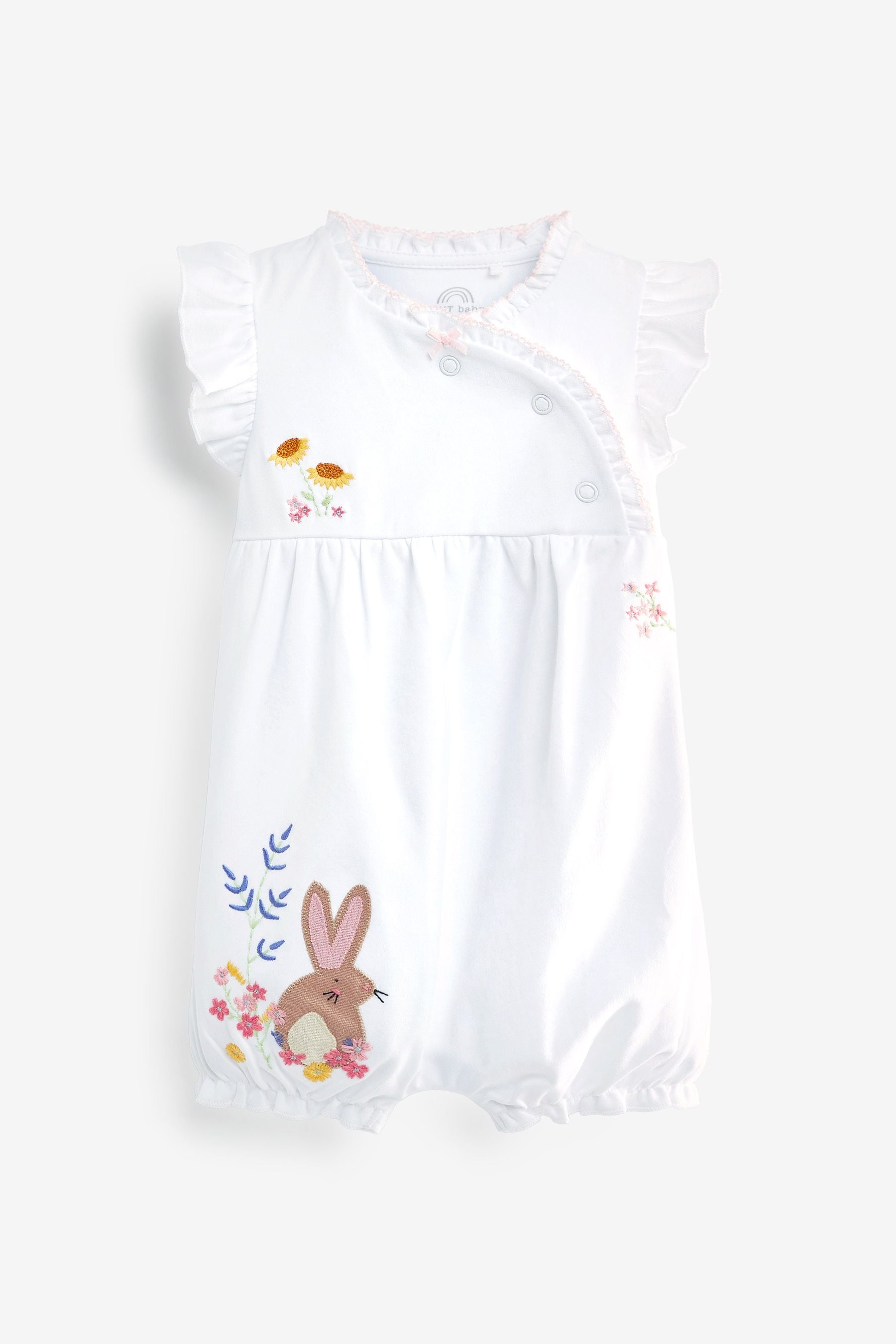 Pale Pink bunny Baby Jersey Rompers 3 Pack