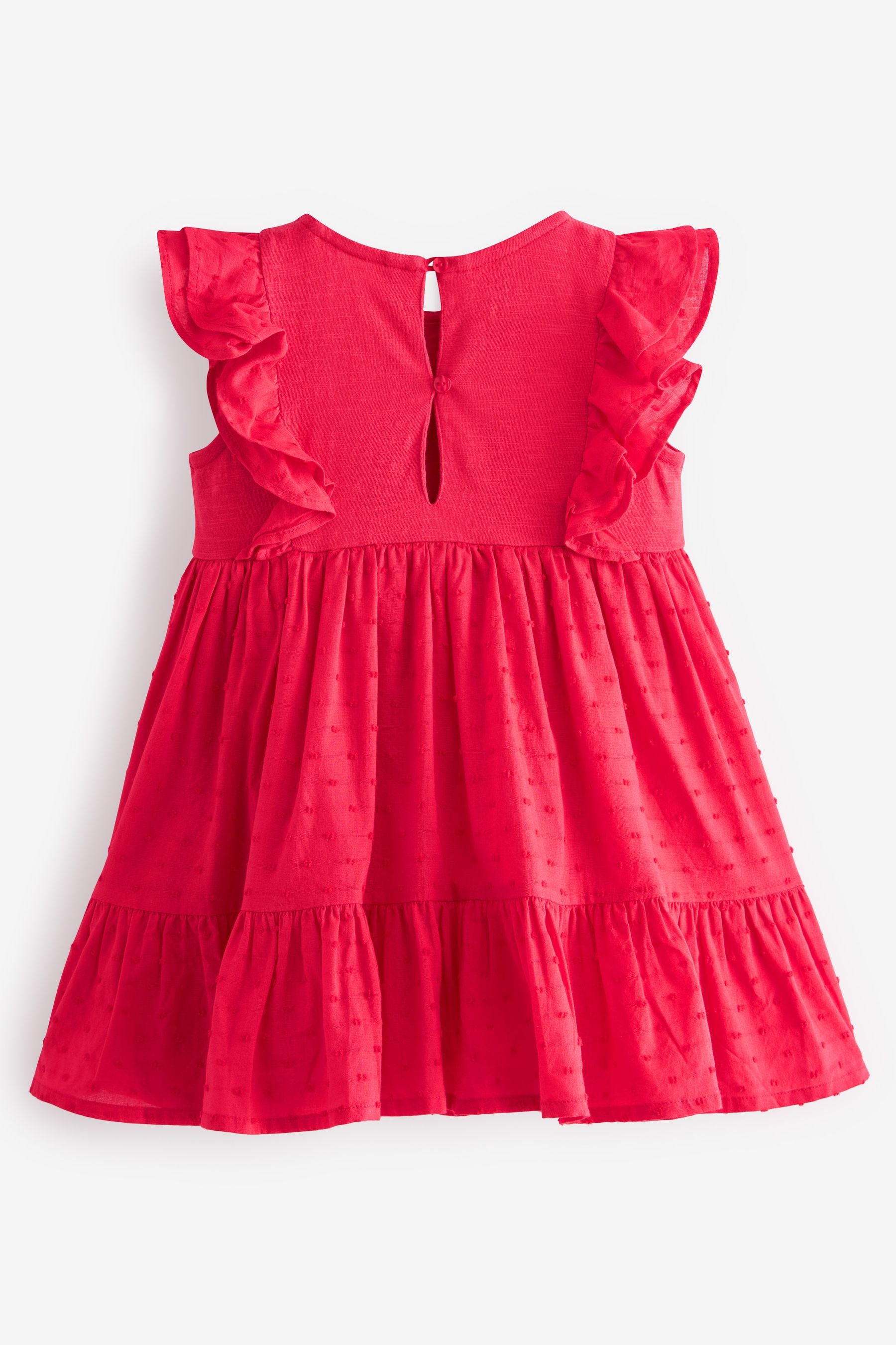 Red Jersey Woven Mix Embroidered Dress (3mths-7yrs)