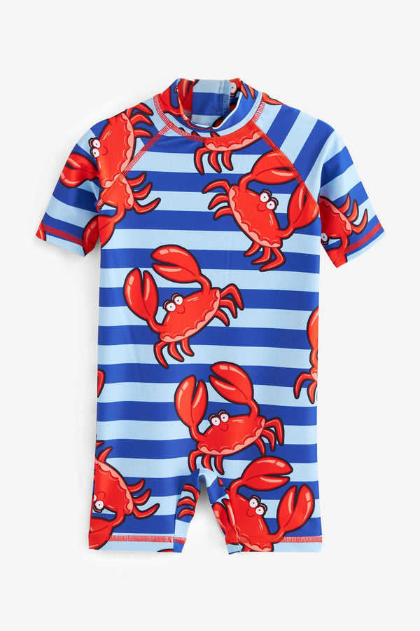 Blue Stripe Crabs Sunsafe All-In-One Swimsuit (3mths-7yrs)