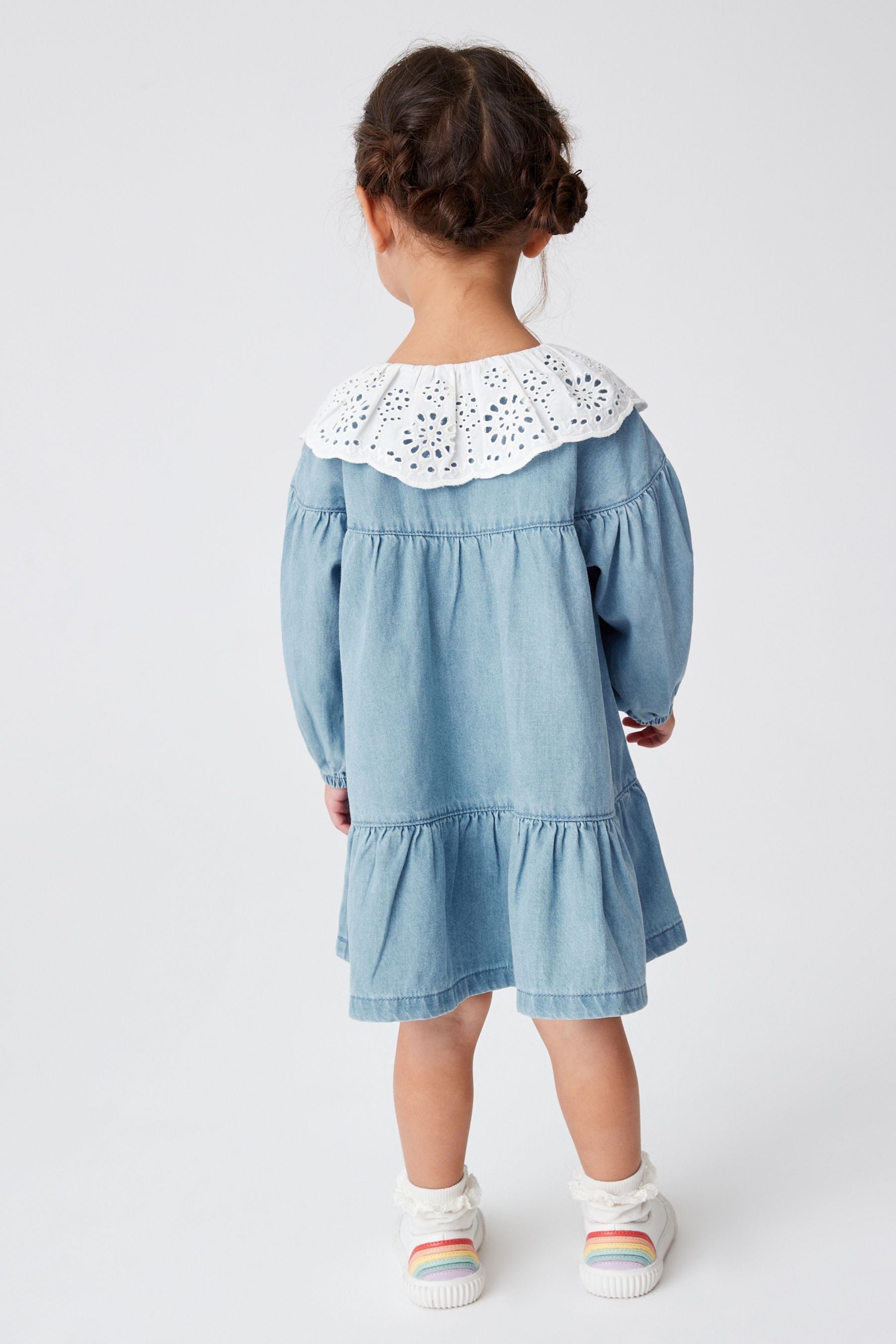 Blue Denim Broderie Collar Dress (3mths-8yrs)