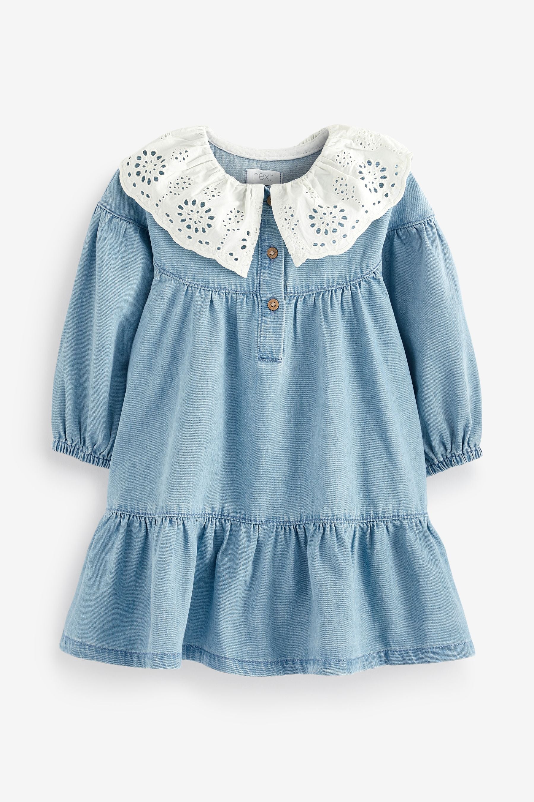 Blue Denim Broderie Collar Dress (3mths-8yrs)