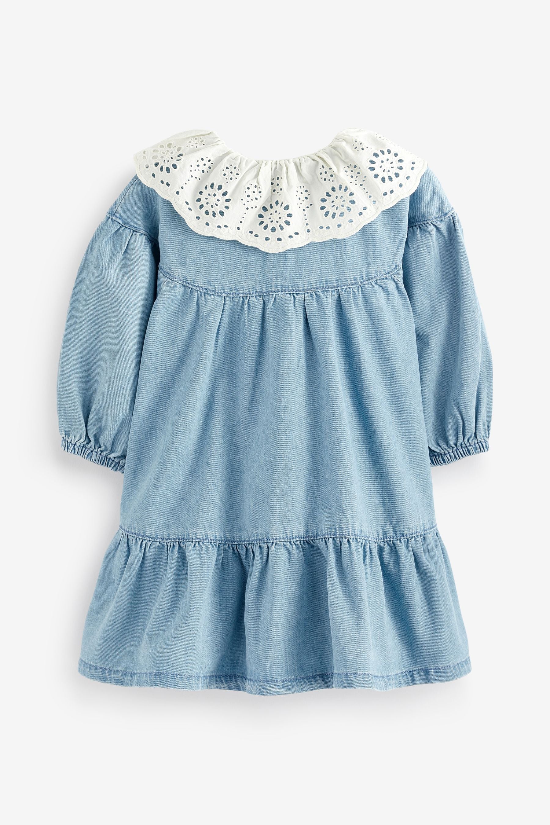 Blue Denim Broderie Collar Dress (3mths-8yrs)