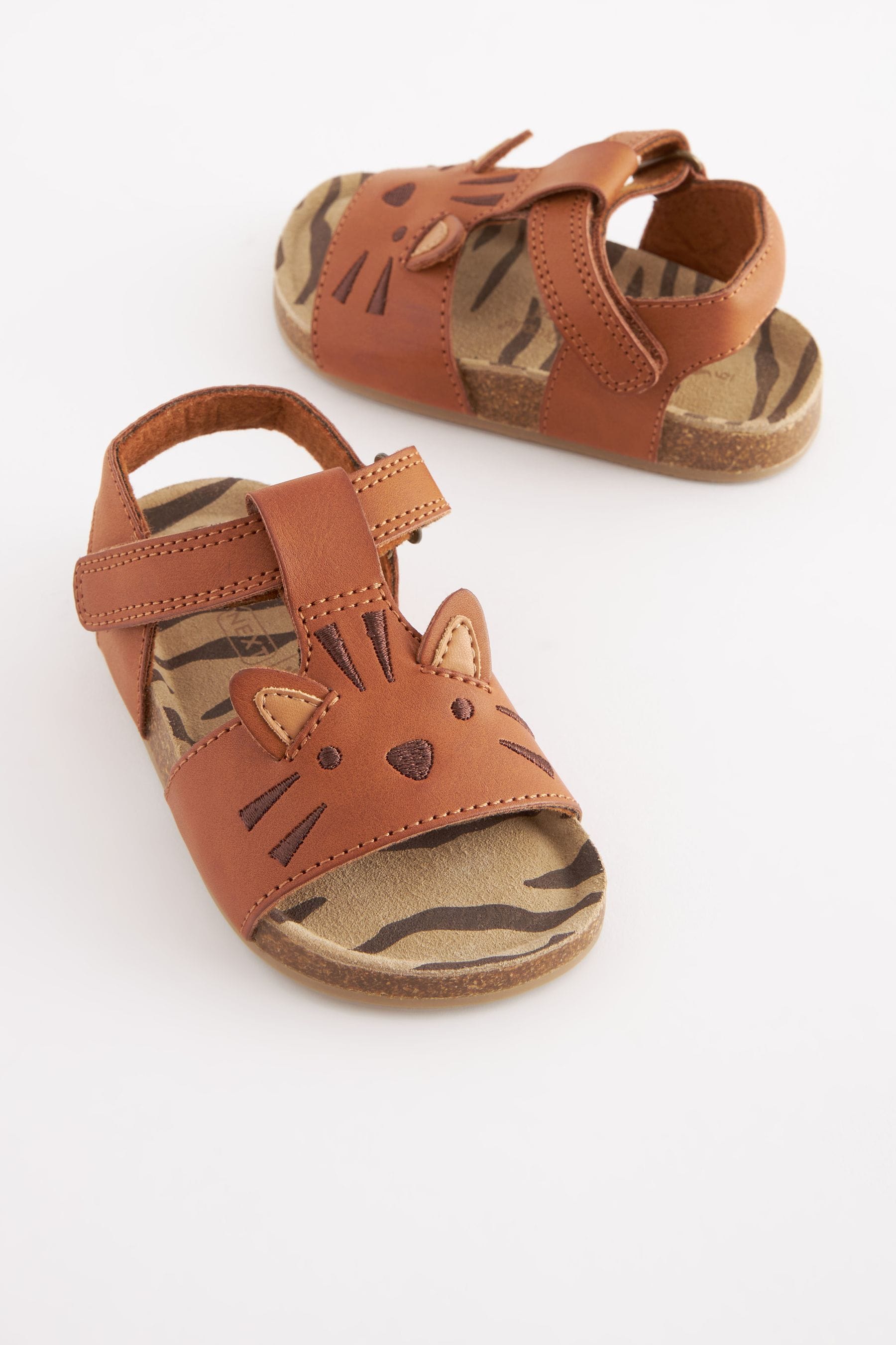 Tan Brown Tiger Corkbed Comfort Sandals