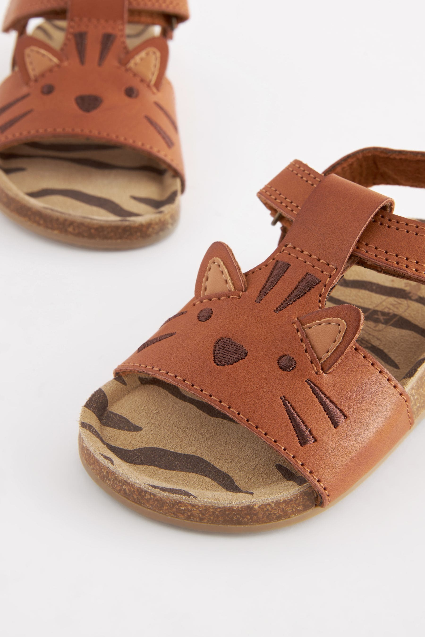 Tan Brown Tiger Corkbed Comfort Sandals