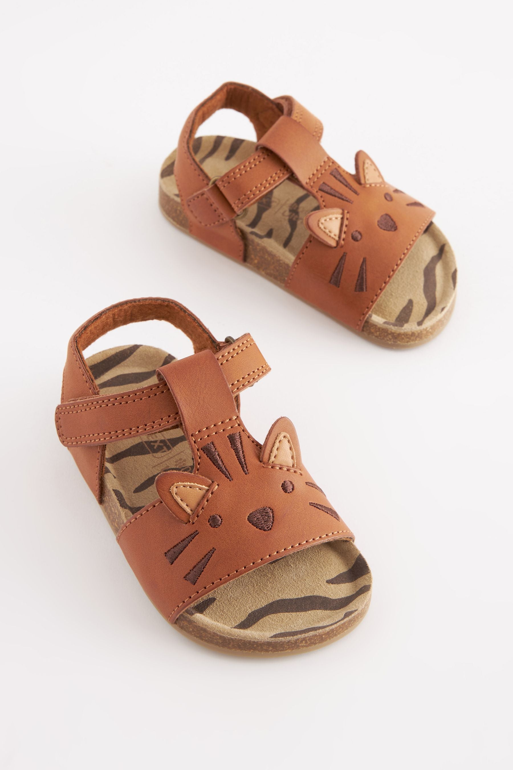 Tan Brown Tiger Corkbed Comfort Sandals