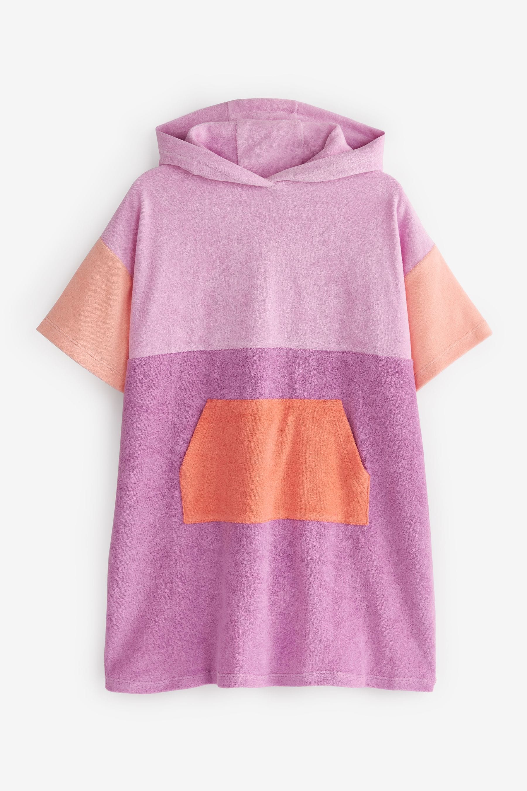 Lilac Purple Oversized Short Sleeve Towelling Poncho