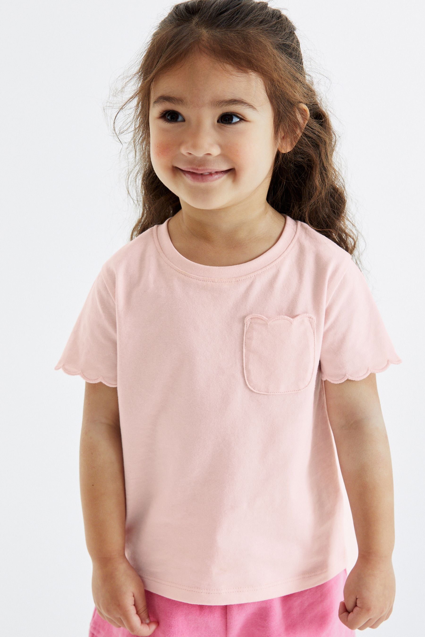 Pink Scallop Cotton T-Shirt (3mths-7yrs)