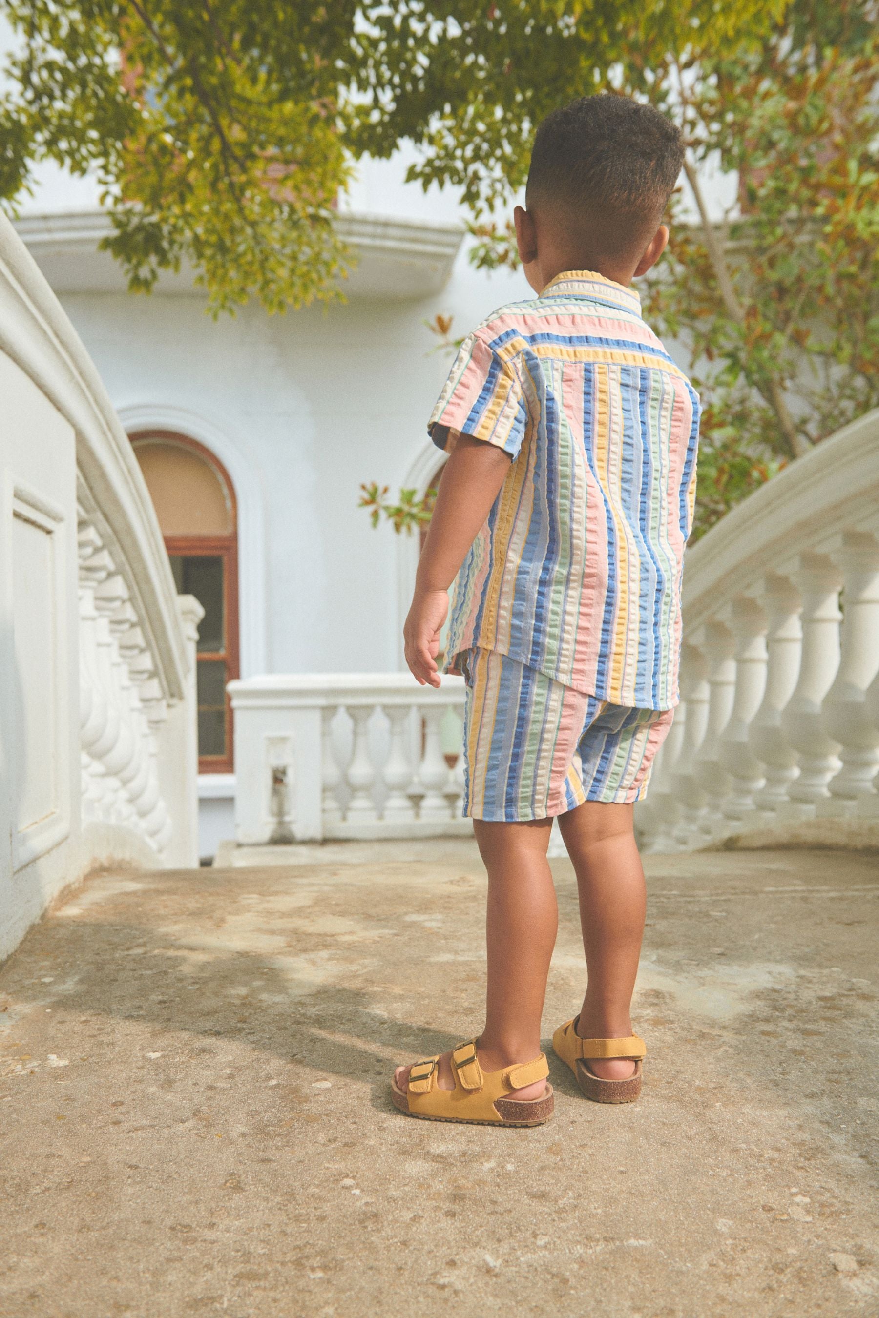 Rainbow Short Sleeve Vertical Stripe Shirt (3mths-7yrs)