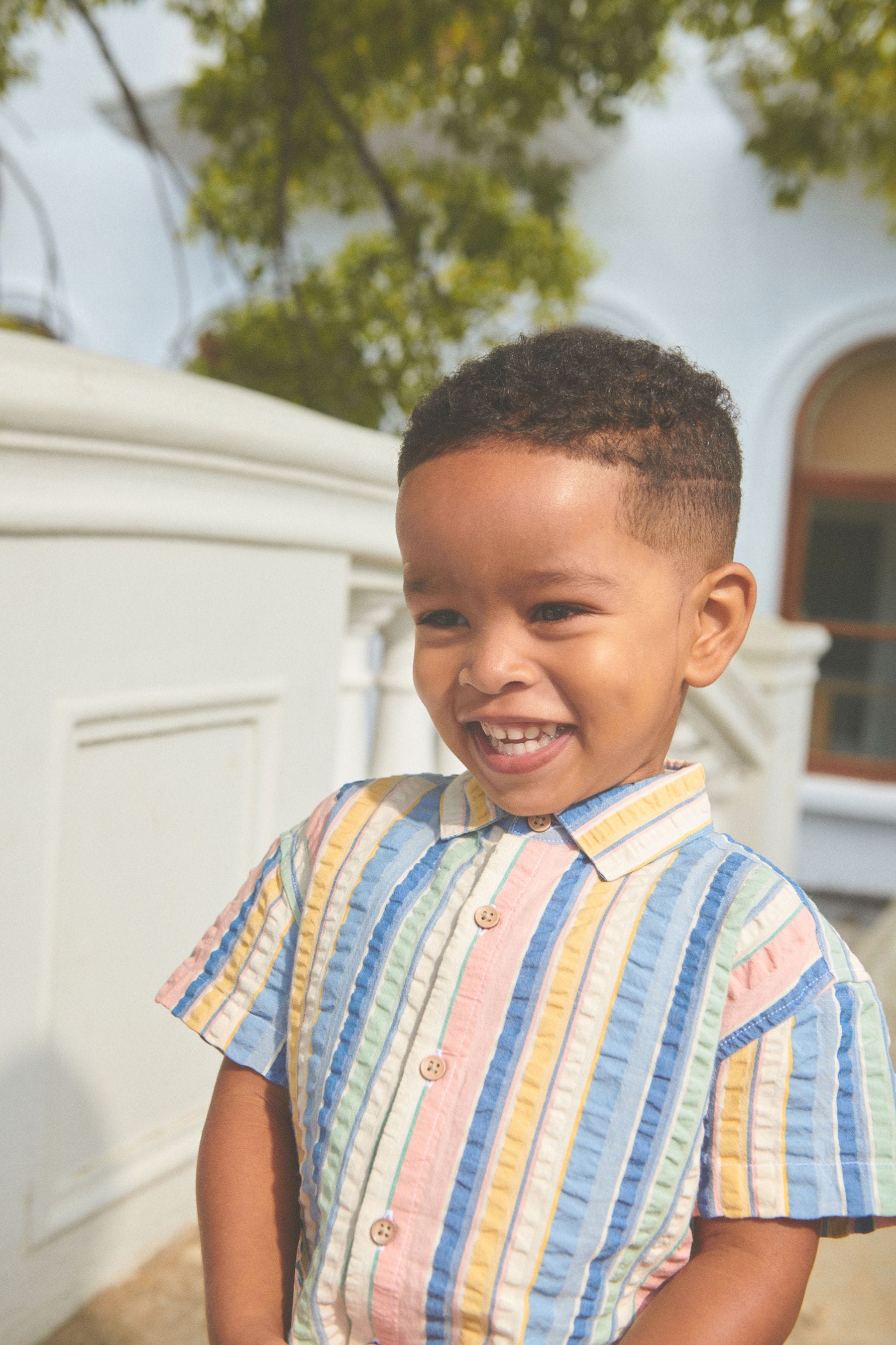 Rainbow Short Sleeve Vertical Stripe Shirt (3mths-7yrs)