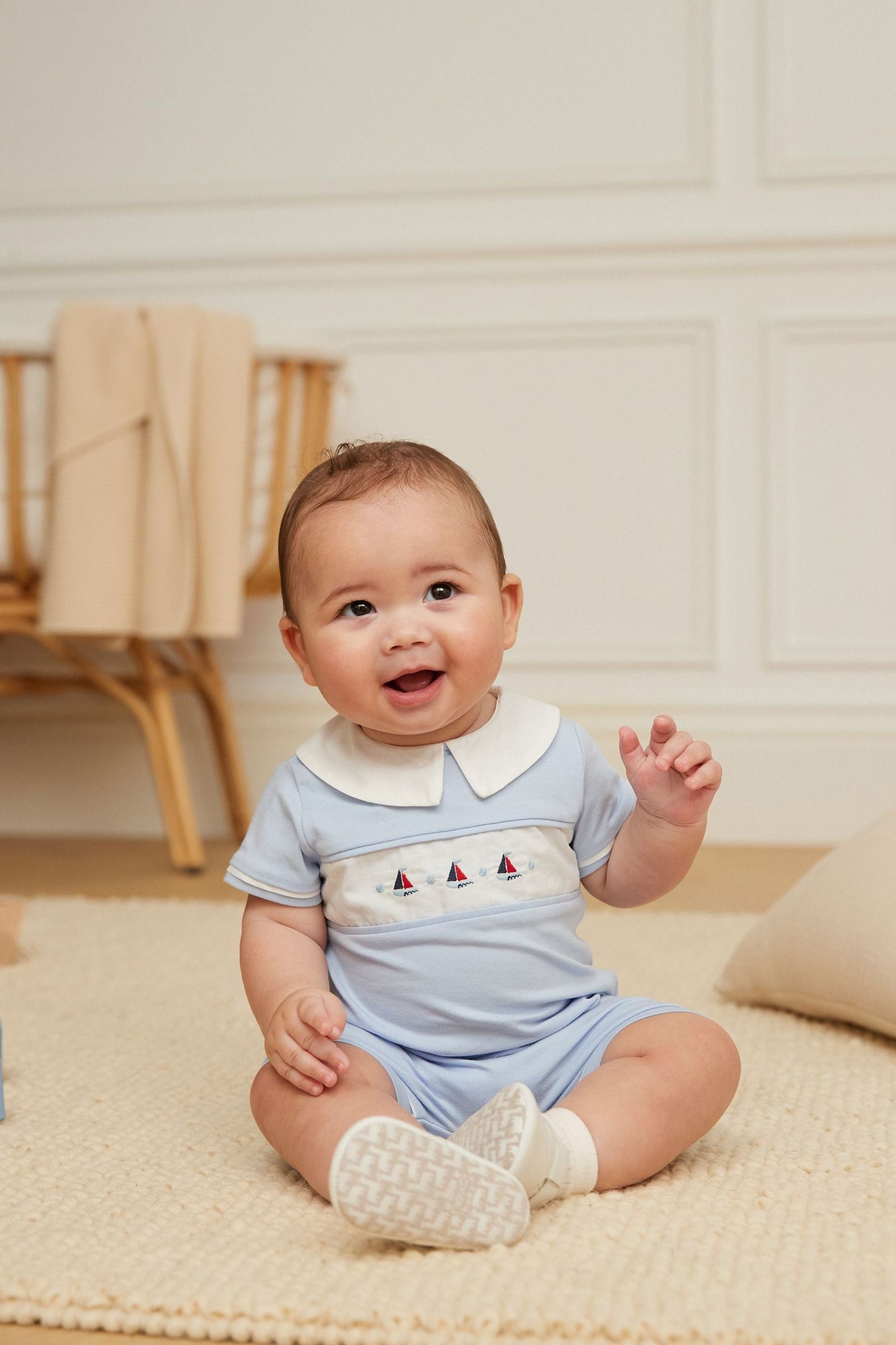 Pale Blue Baby Boat Romper