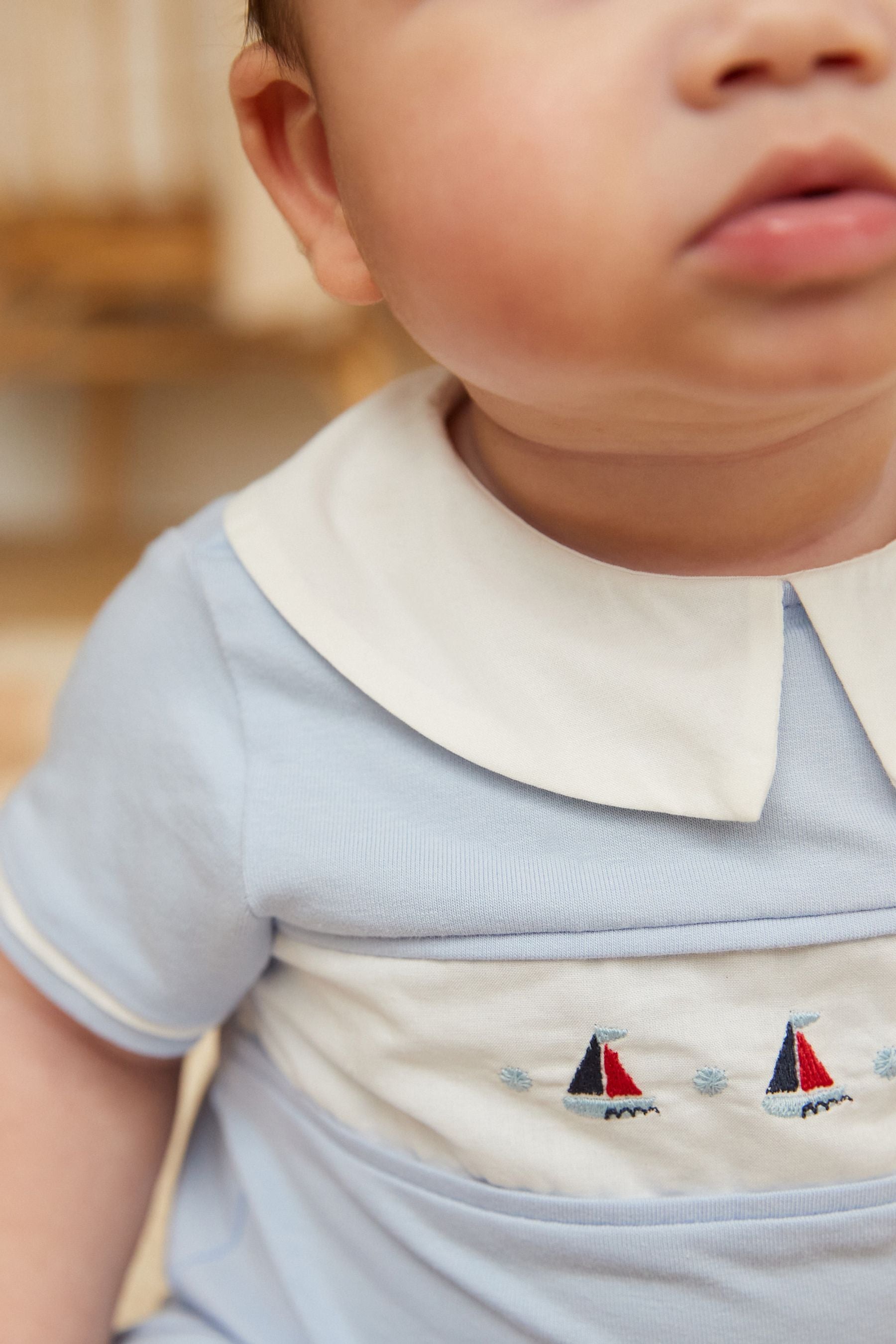 Pale Blue Baby Boat Romper