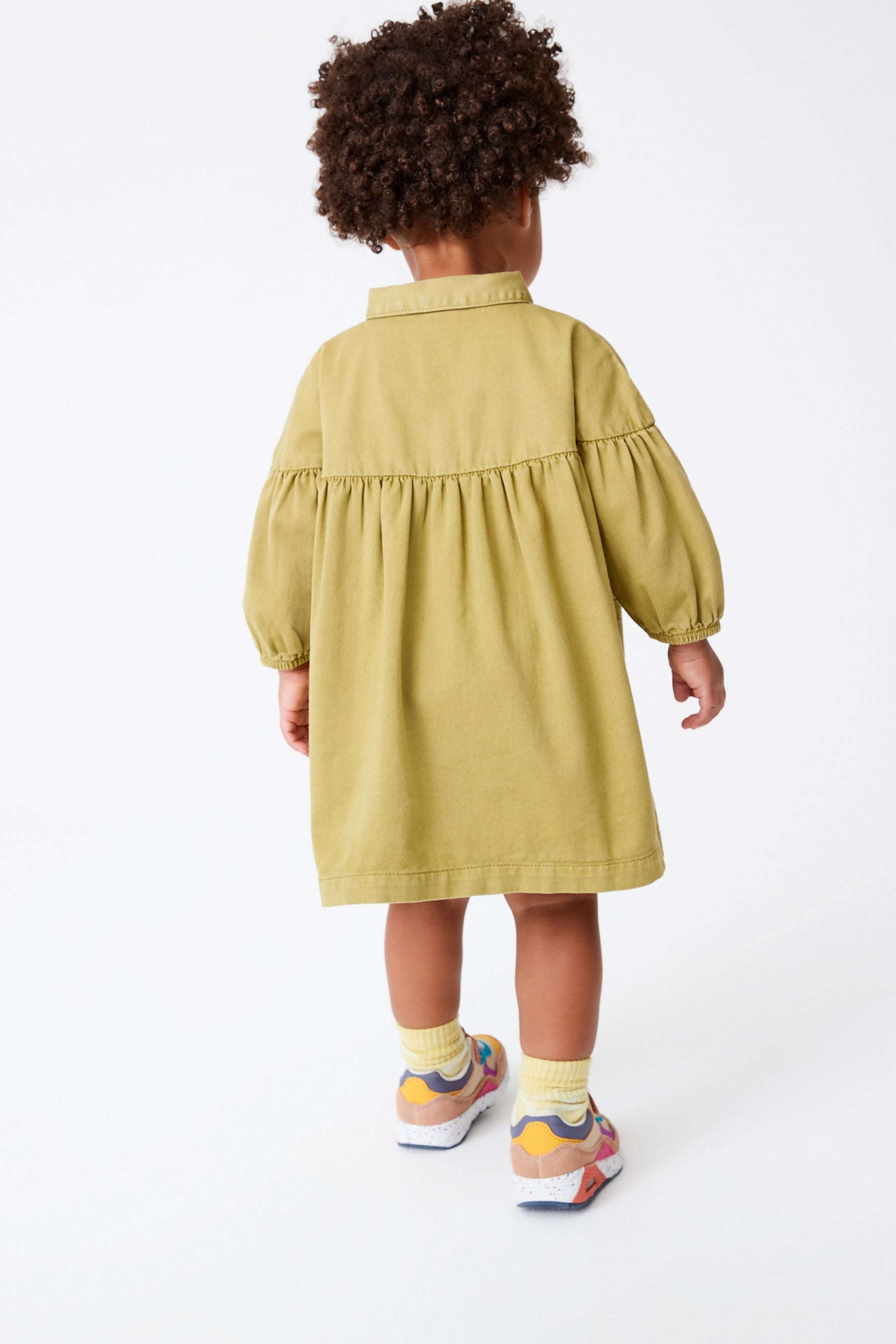 Olive Green Cotton Shirt Dress (3mths-8yrs)