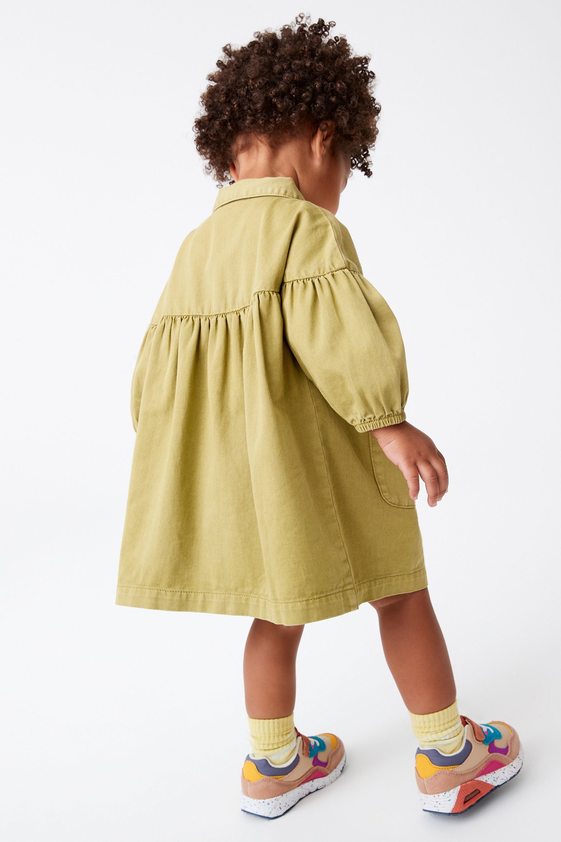 Olive Green Cotton Shirt Dress (3mths-8yrs)