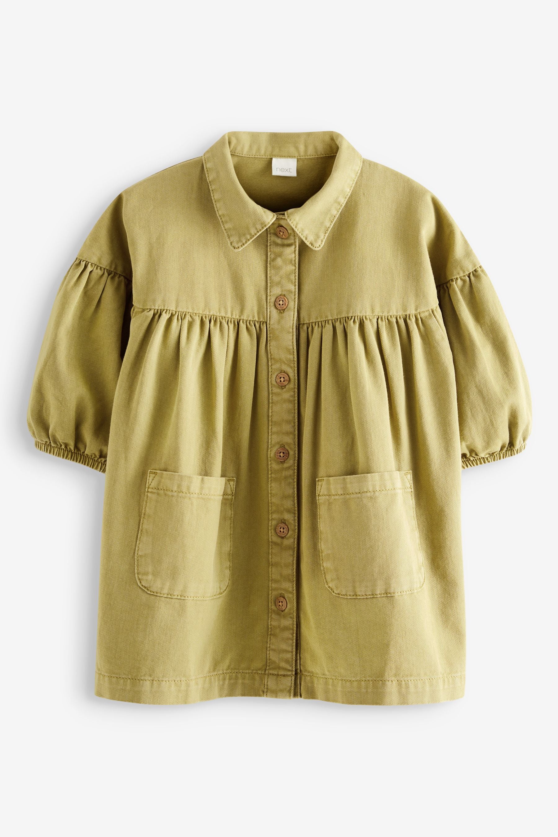 Olive Green Cotton Shirt Dress (3mths-8yrs)