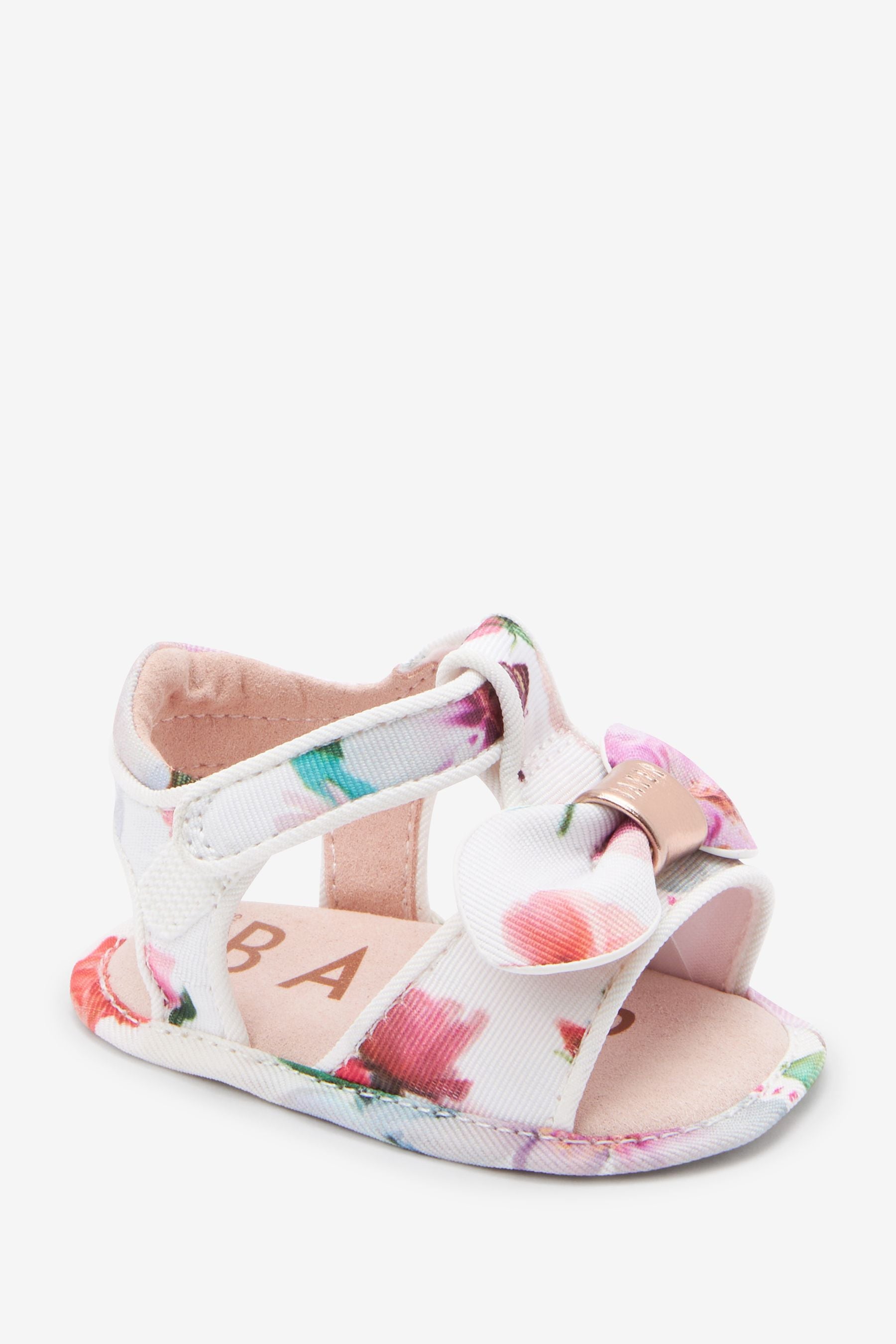 White Baker by Ted Baker White Floral Print Bow Sandal Padders