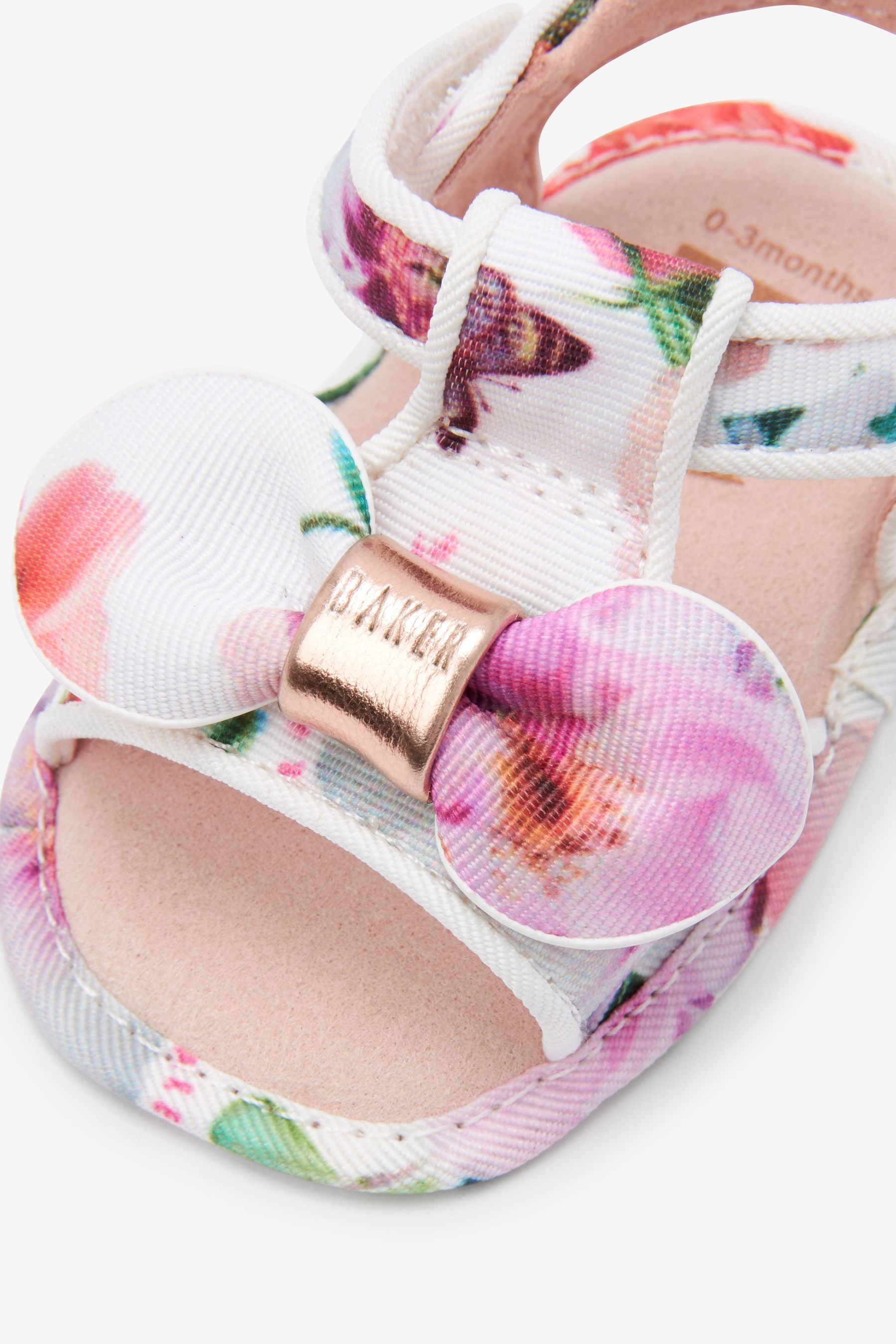 White Baker by Ted Baker White Floral Print Bow Sandal Padders