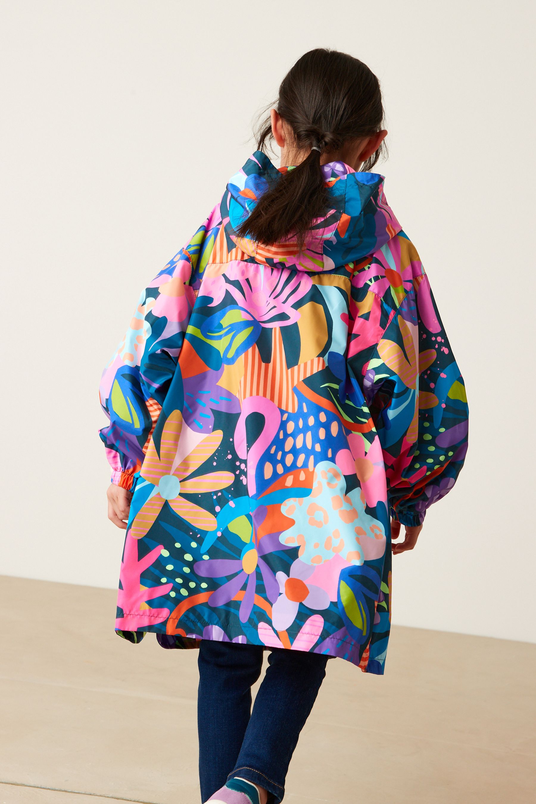 Bright Printed Shower Resistant Overhead Pack Away Poncho Cagoule (3-16yrs)