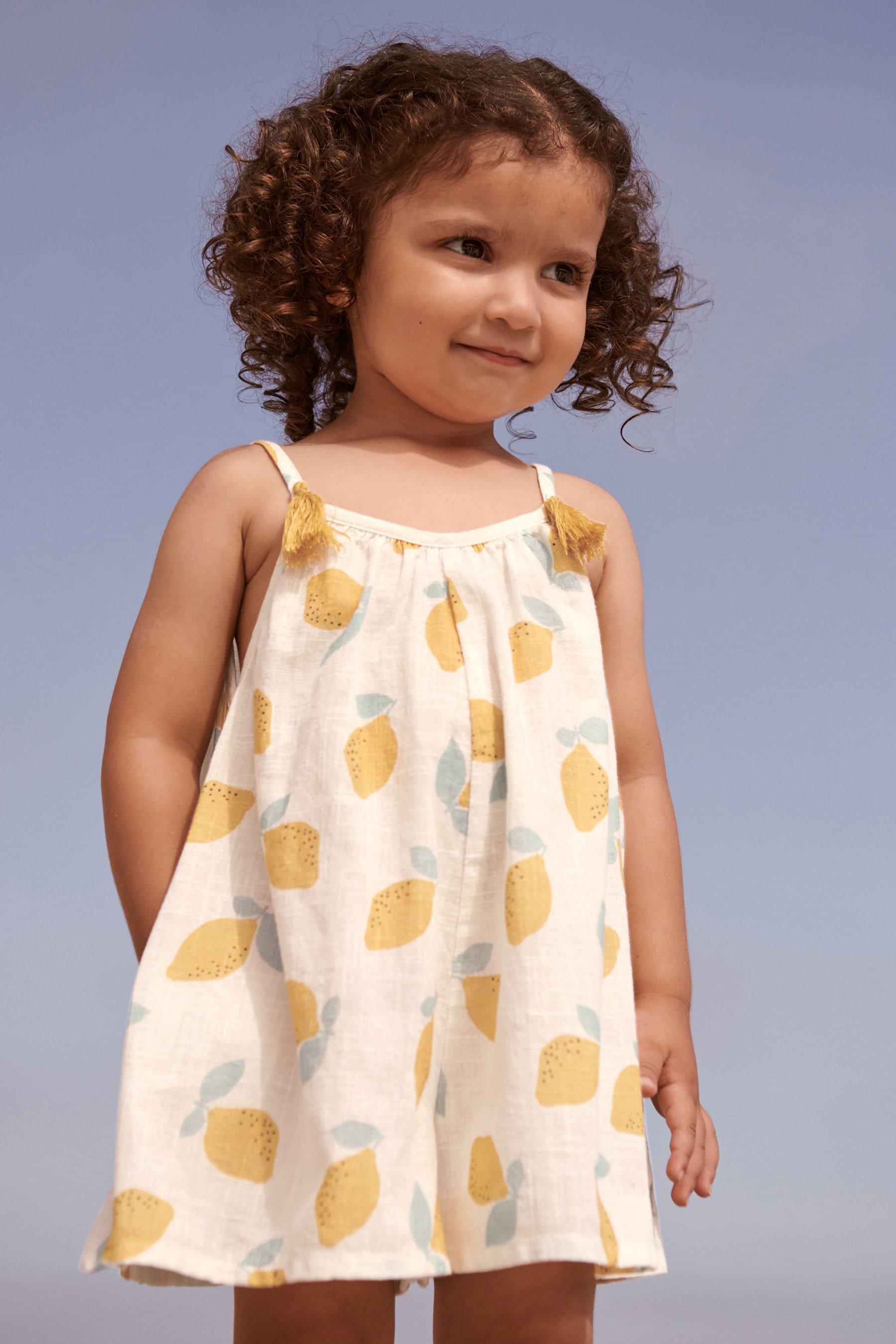 Yellow Lemons Printed Cotton Playsuit (3mths-8yrs)