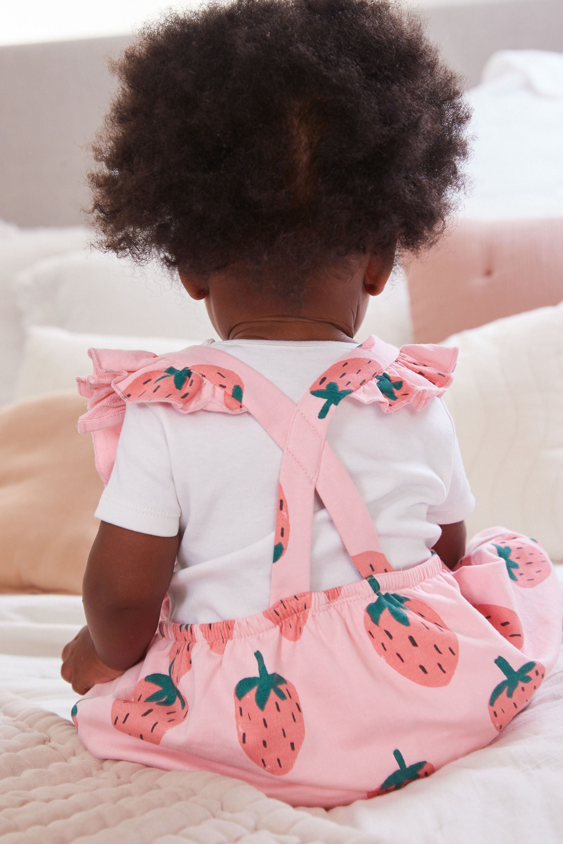 Red Strawberry Print Baby Jersey Dungarees (0mths-2yrs)