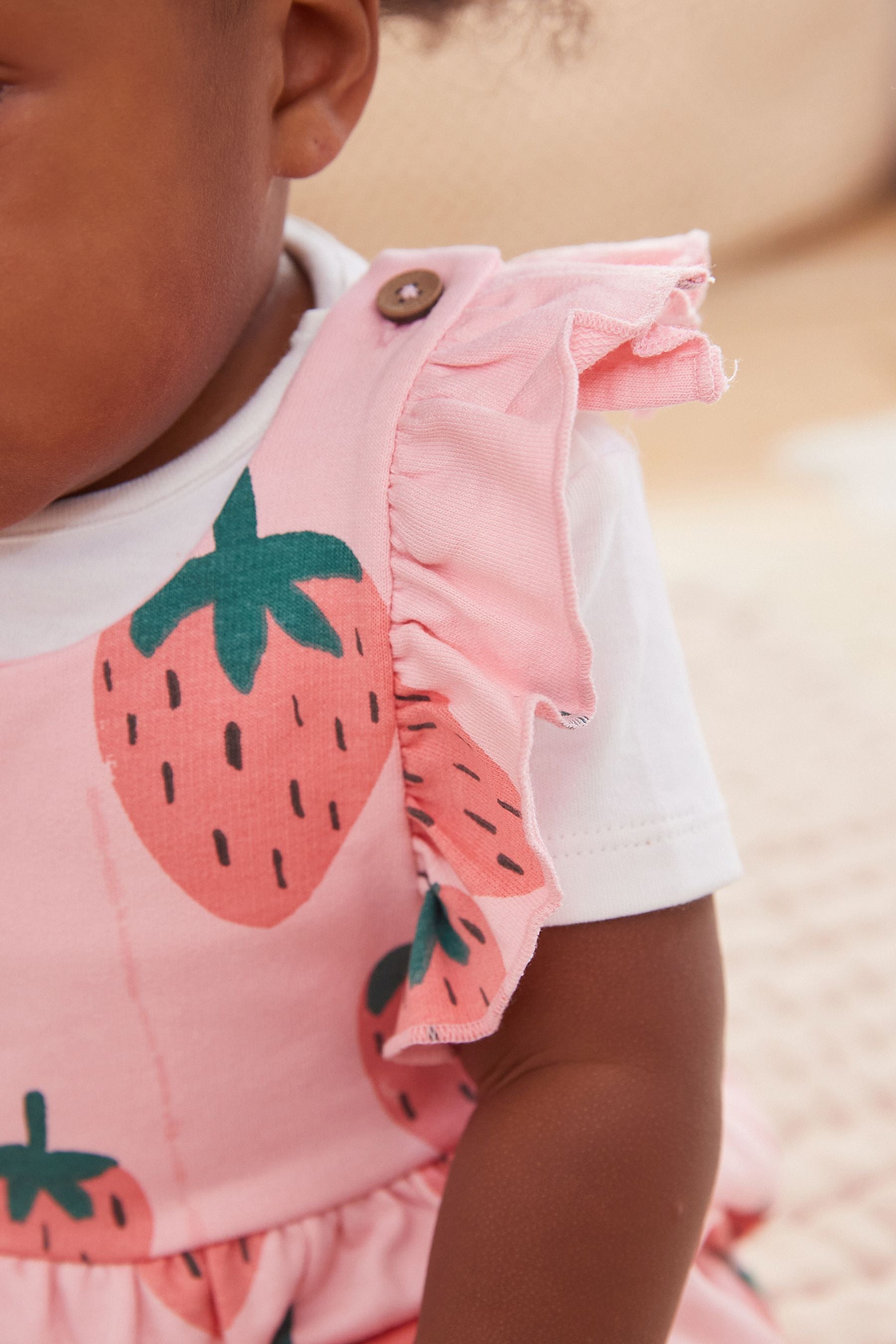 Red Strawberry Print Baby Jersey Dungarees (0mths-2yrs)