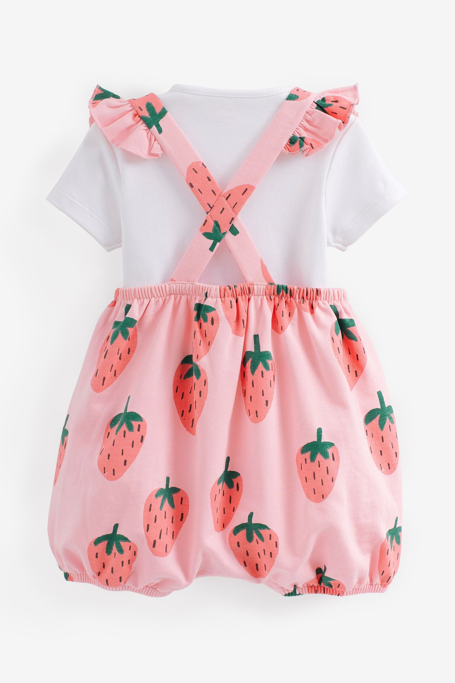 Red Strawberry Print Baby Jersey Dungarees (0mths-2yrs)