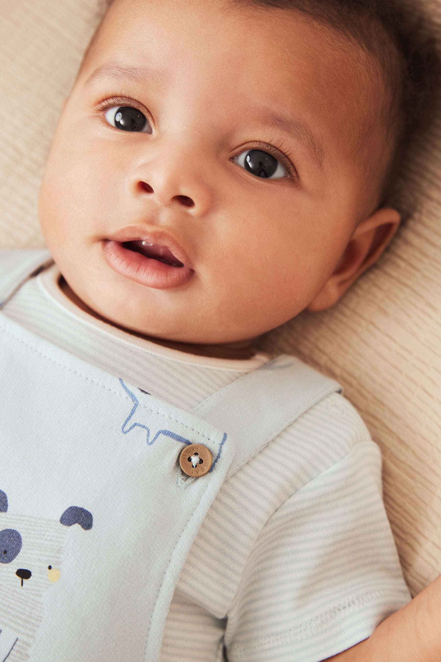 Light Blue Jersey Short Baby Dungarees And Bodysuit (0mths-3yrs)