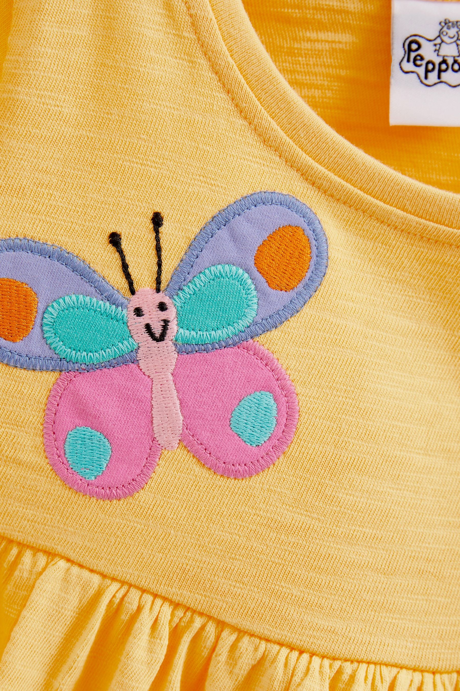 Yellow Rainbow Applique Peppa Dress (3mths-7yr