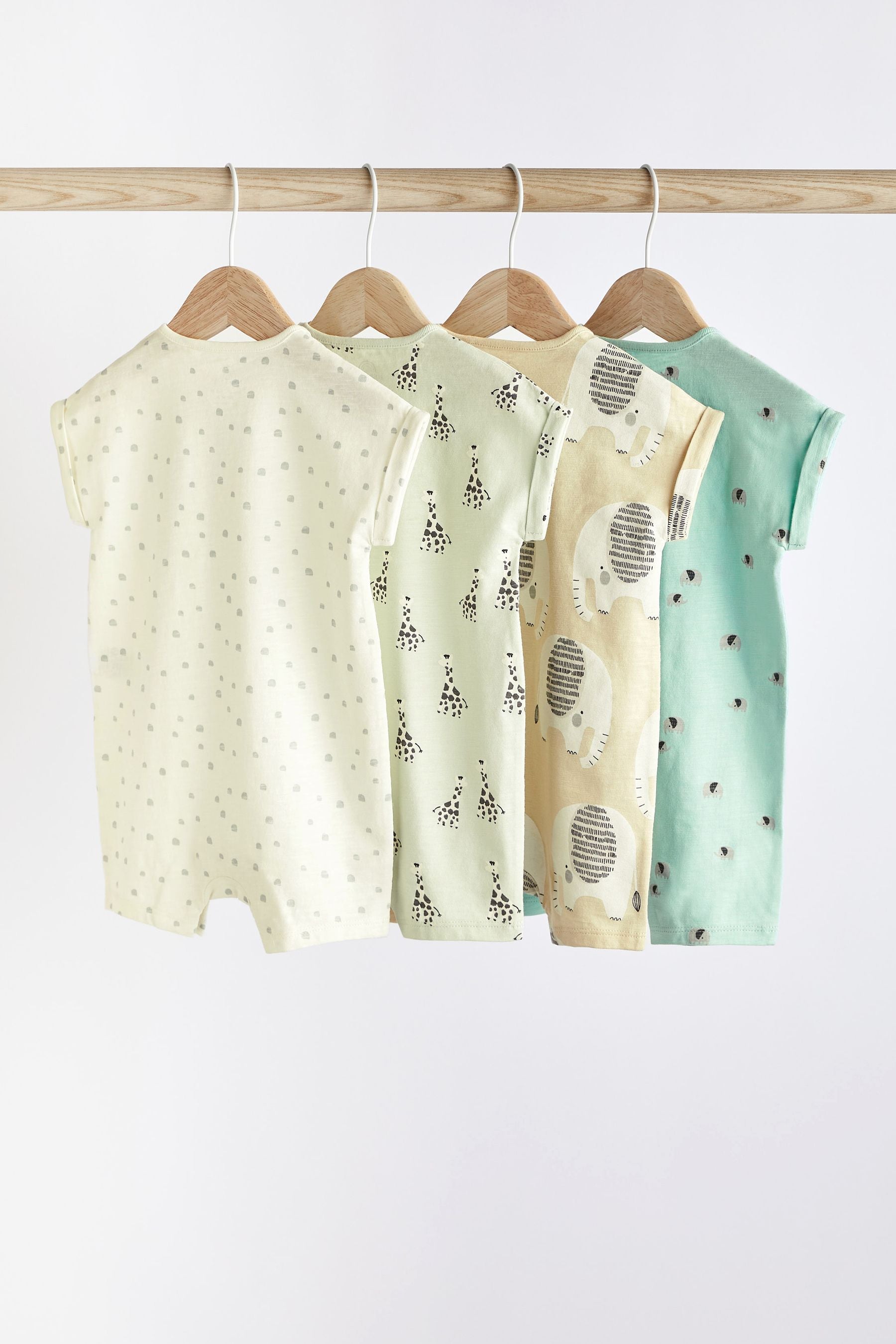 Mint green and Ecru Character Baby Jersey Romper 4 Pack (0mths-3yrs)