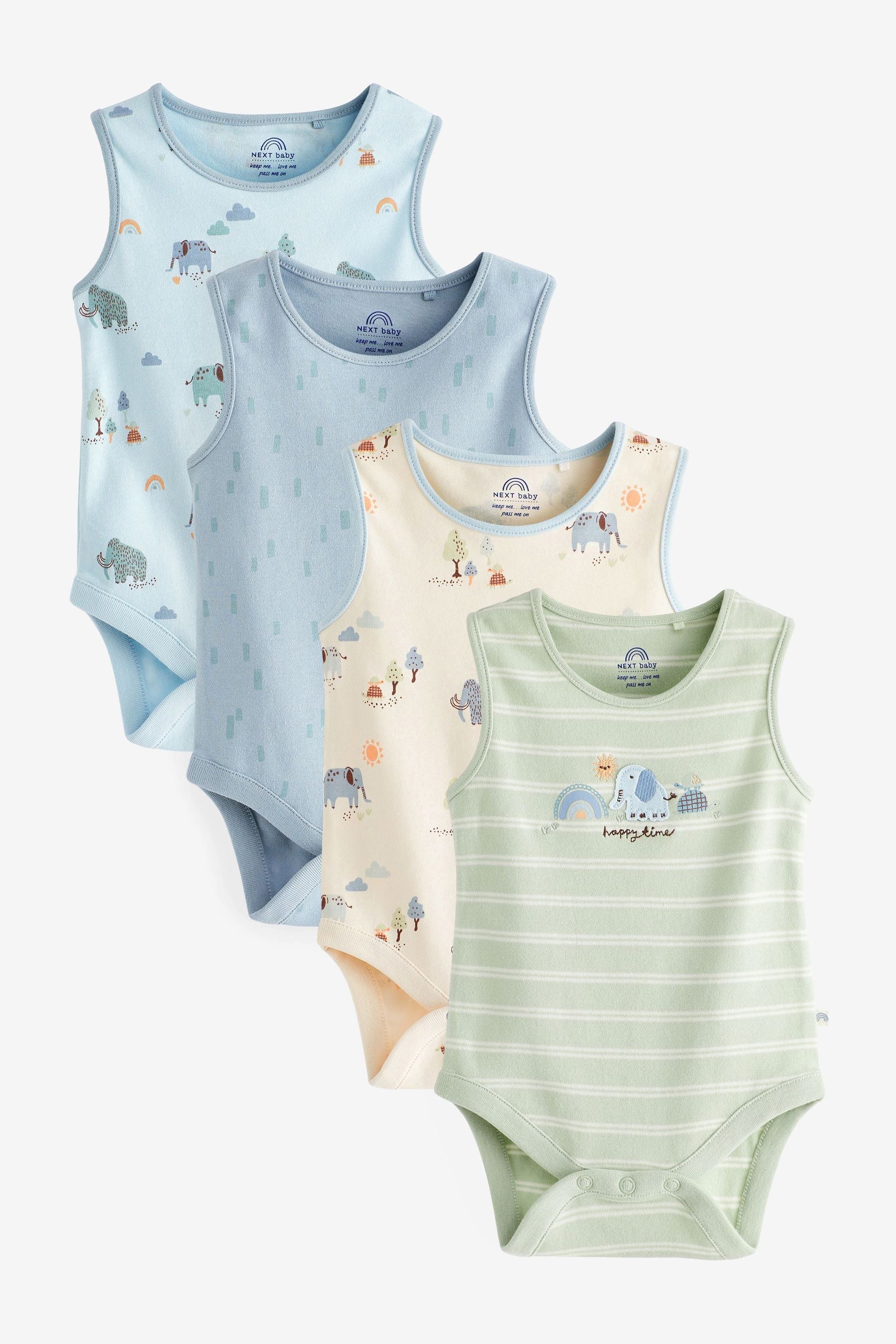 Mint Green Baby Vest Bodysuit  4 Pack