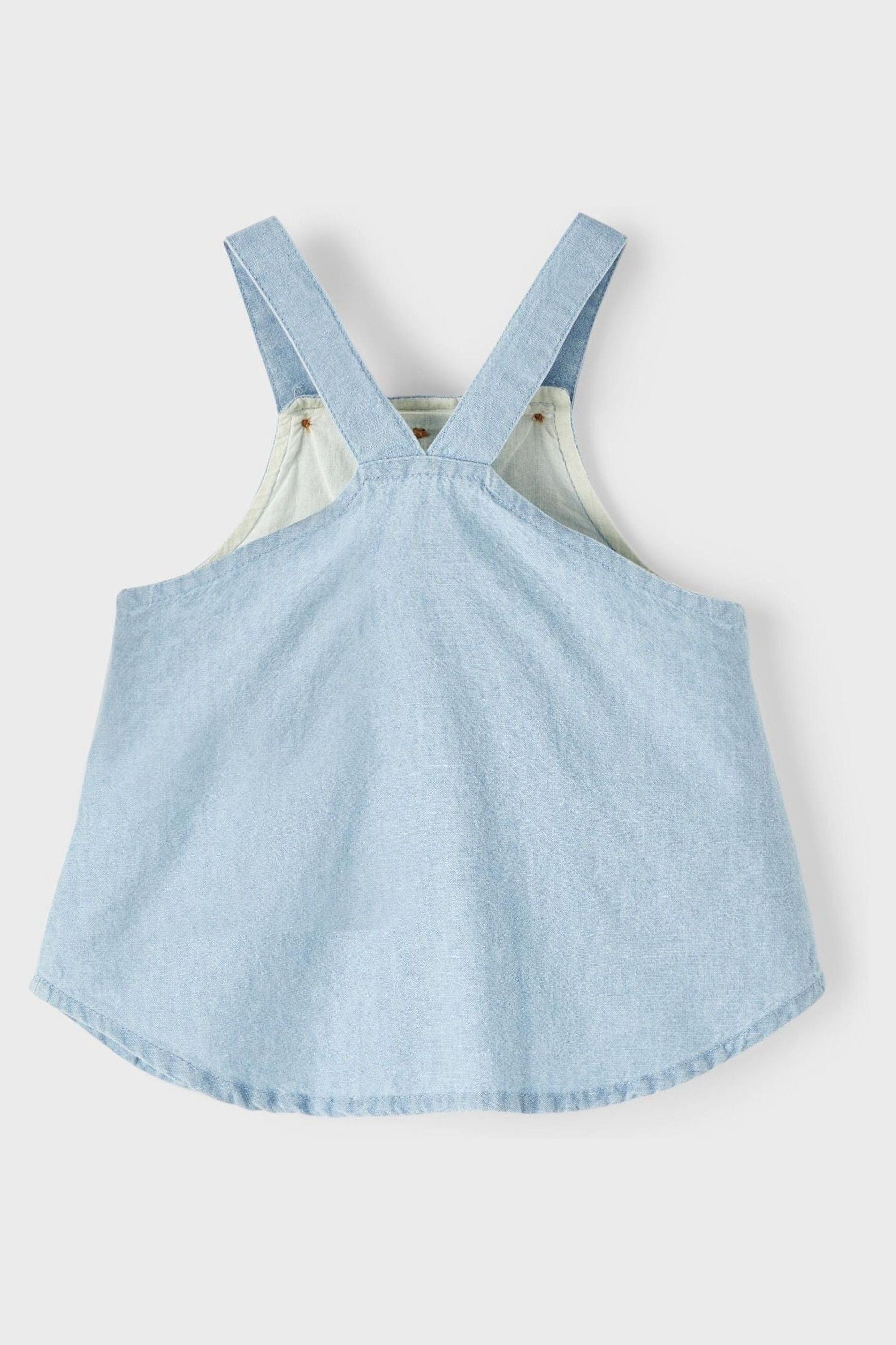 Blue Lil Atelier Blue Denim Button Detail Pinafore Dress