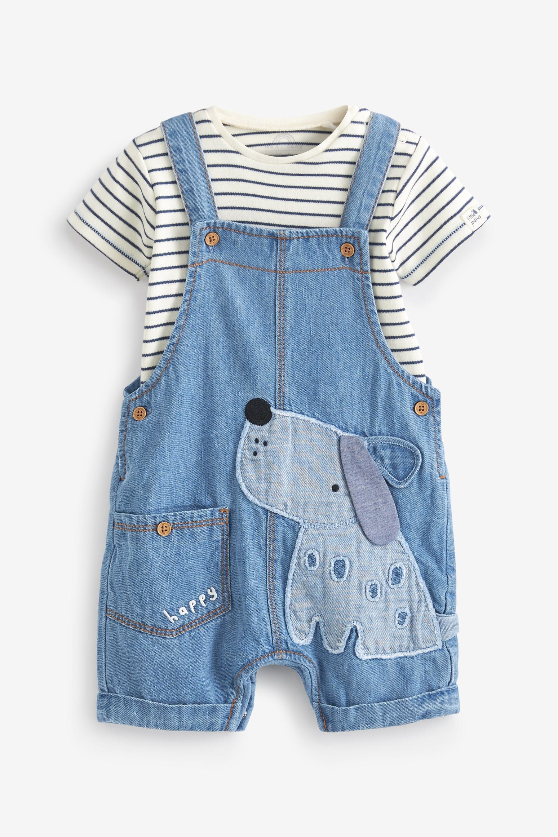 Blue 2 Piece Baby Denim Dungarees And Bodysuit Set (0mths-2yrs)